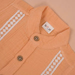 Boys Organic Muslin Shirt with Lace Detailing  Peach Boon Babies