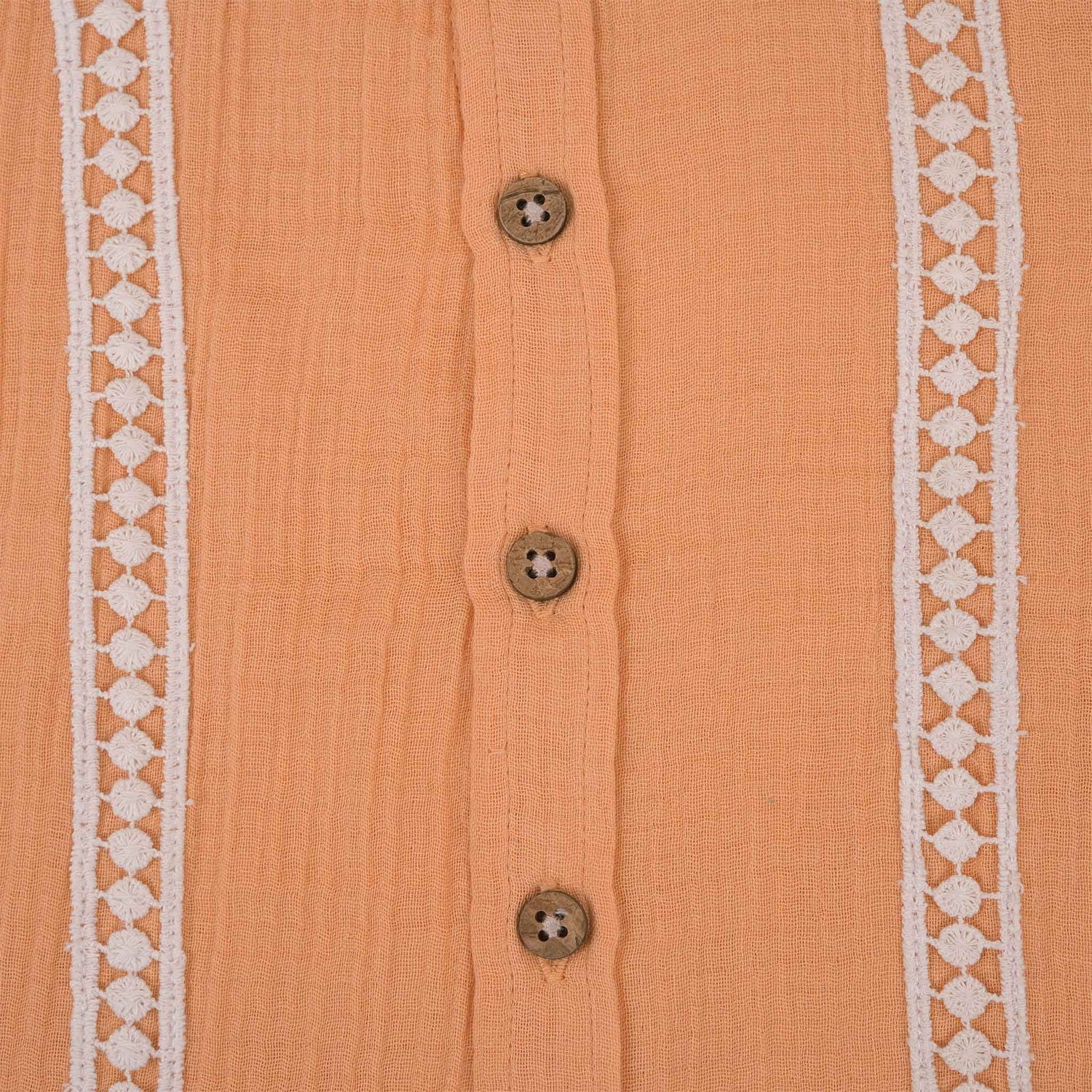 Boys Organic Muslin Shirt with Lace Detailing  Peach Boon Babies