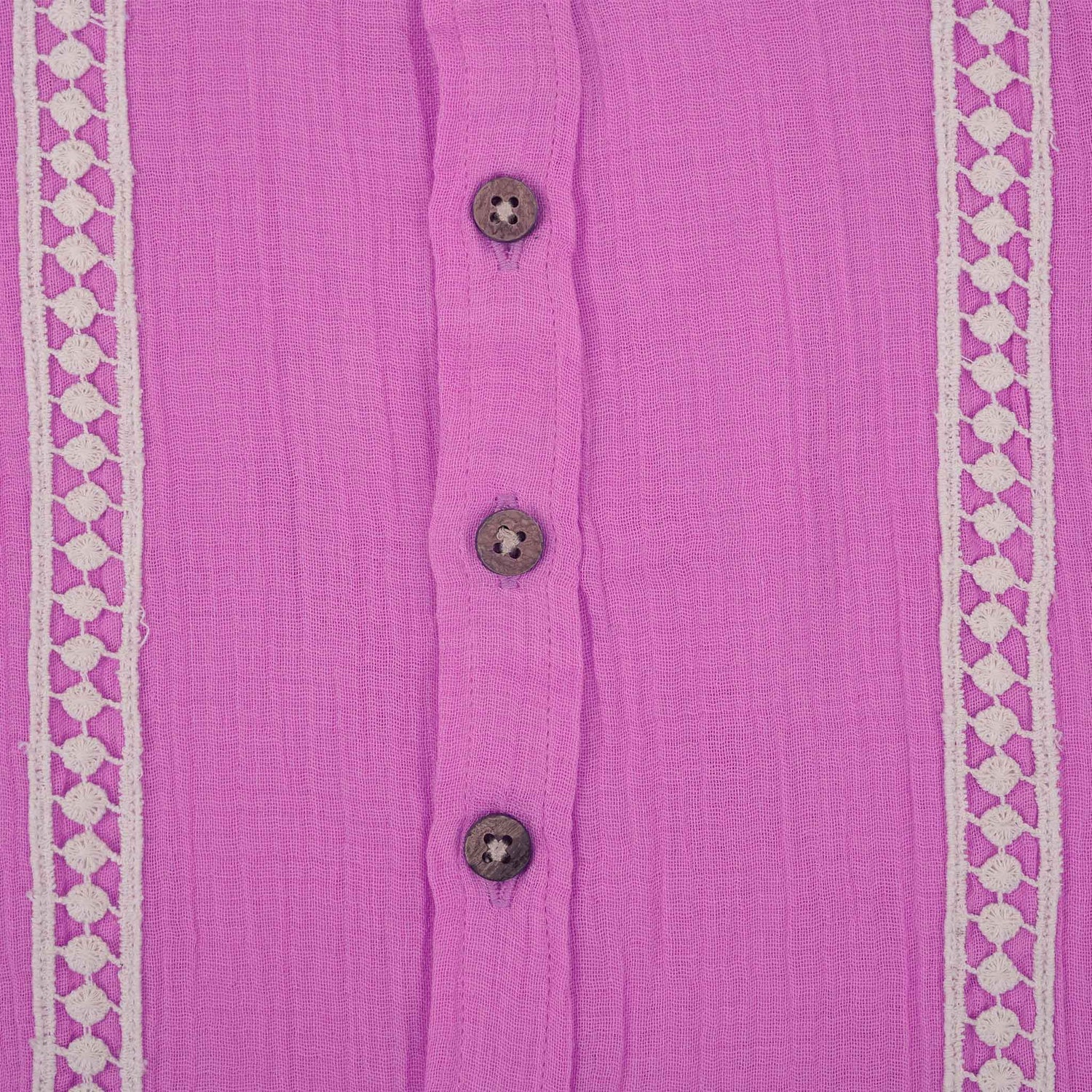 Boys Organic Crinkled Muslin Shirt  Pink with Lace Detailing Boon Babies