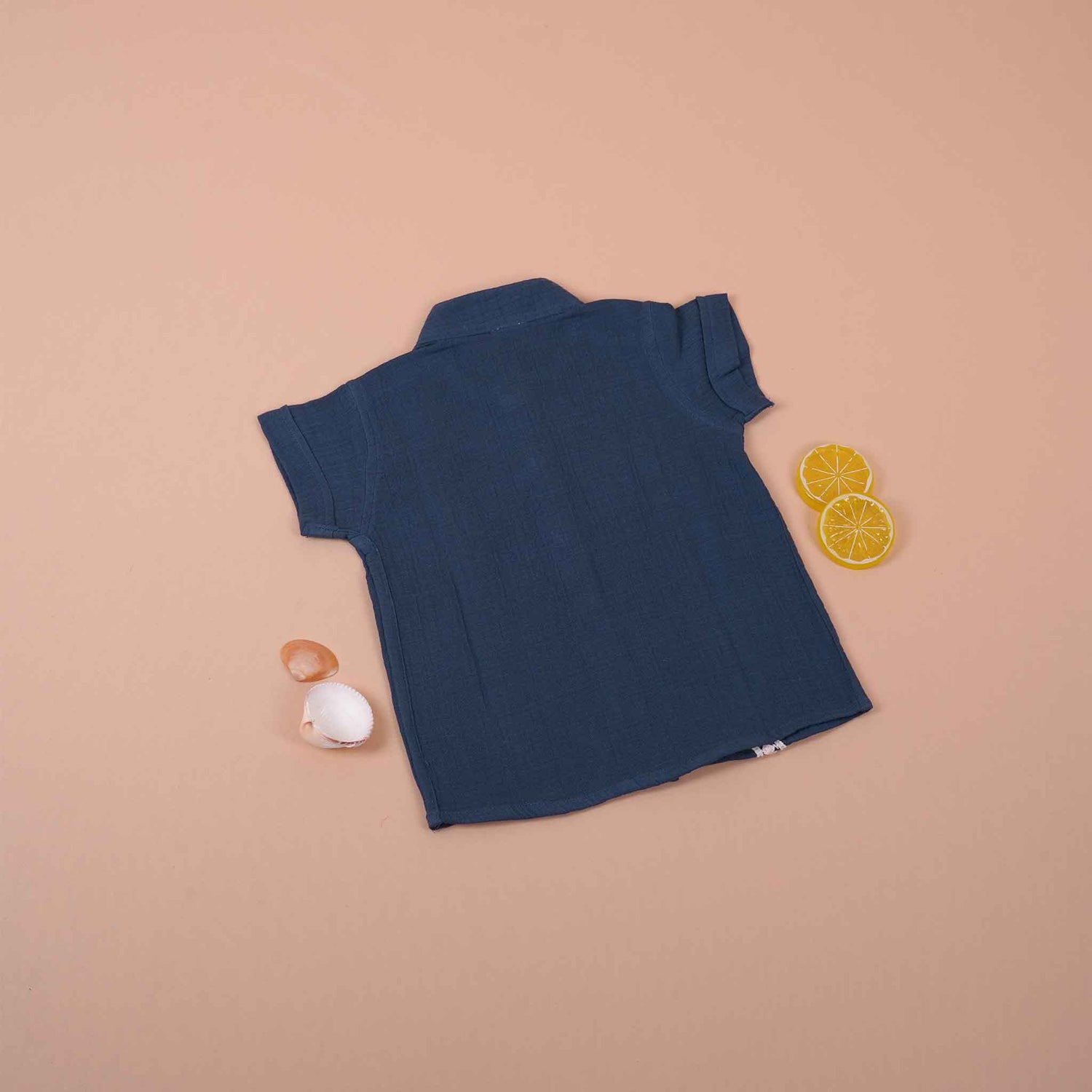 Boys Cotton Muslin Shirt with Lace Detailing  Teal Blue Boon Babies