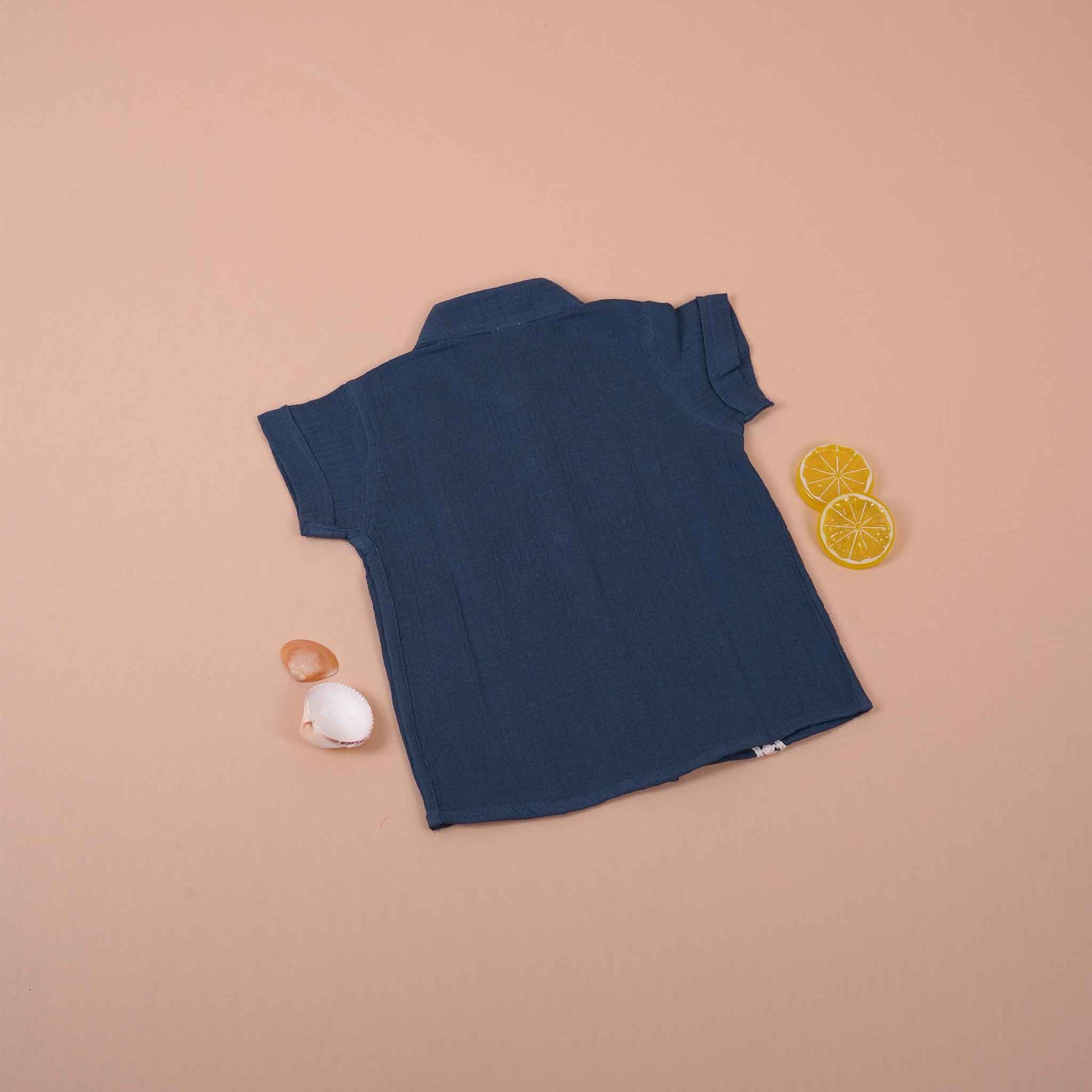 Boys Cotton Muslin Shirt with Lace Detailing  Teal Blue Boon Babies