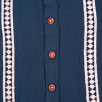Boys Cotton Muslin Shirt with Lace Detailing  Teal Blue Boon Babies