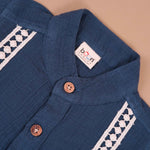 Boys Cotton Muslin Shirt with Lace Detailing  Teal Blue Boon Babies