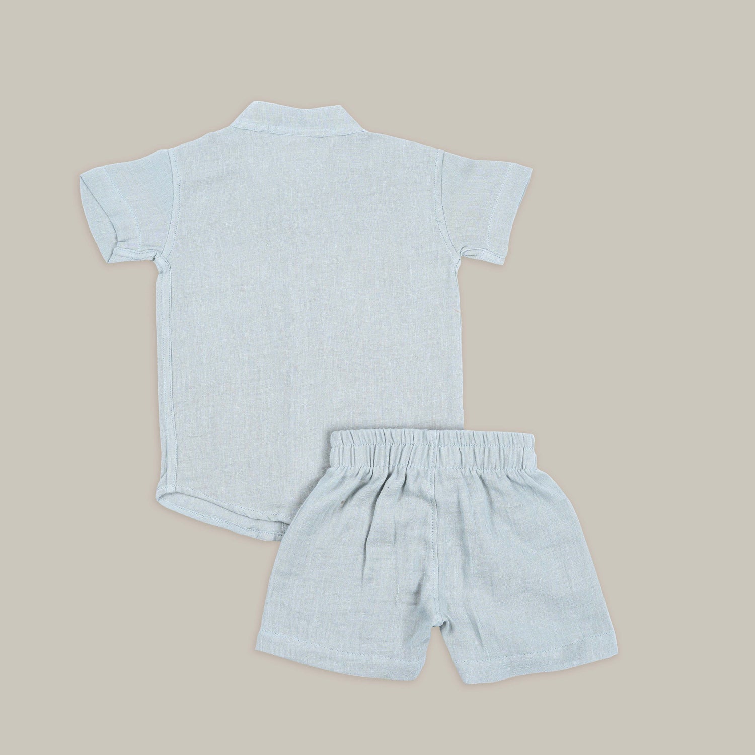 Ash Grey Muslin Shirt & Shorts – Fox Embroidery