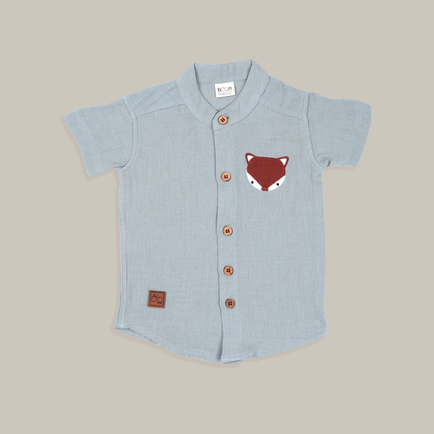 Ash Grey Muslin Shirt & Shorts – Fox Embroidery