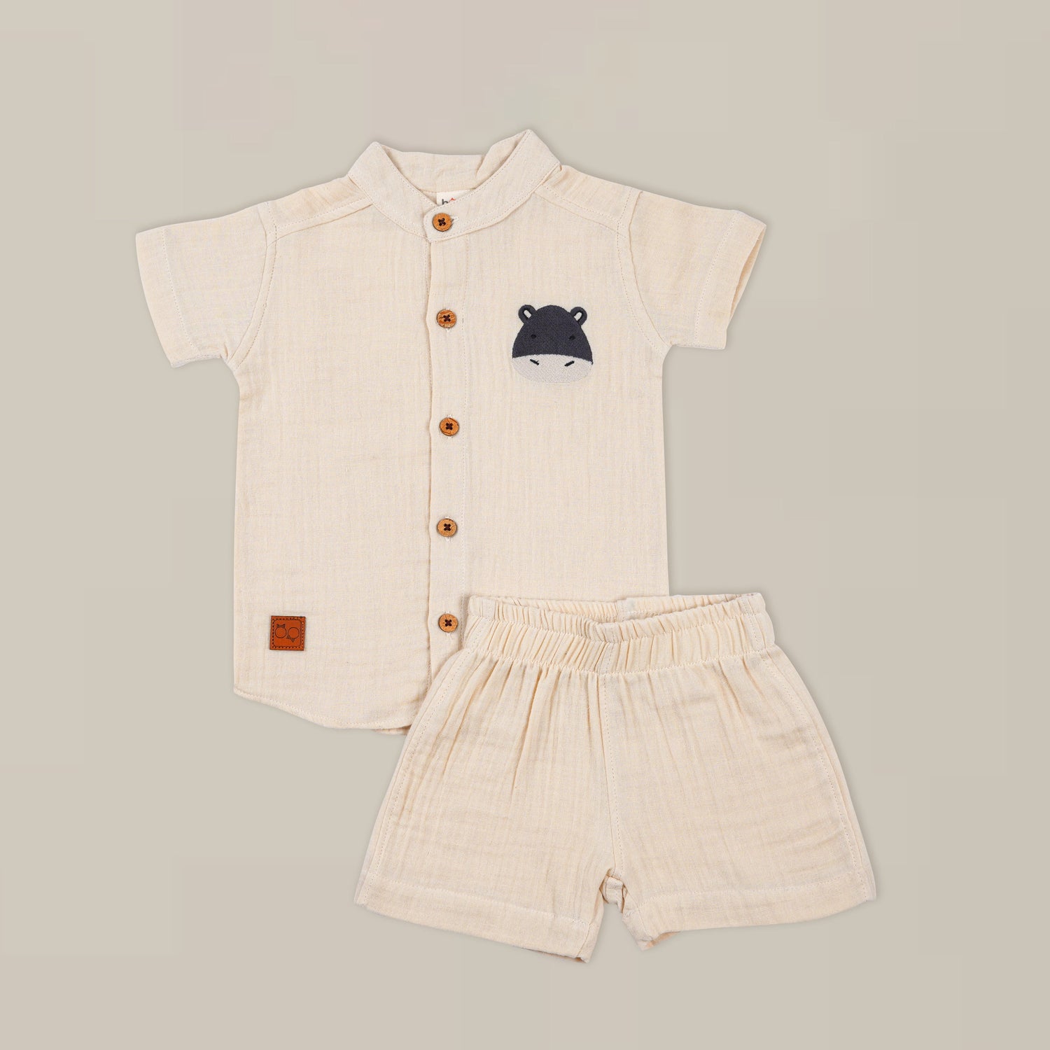 Cream Muslin Shirt & Shorts Set – Hippo Embroidery