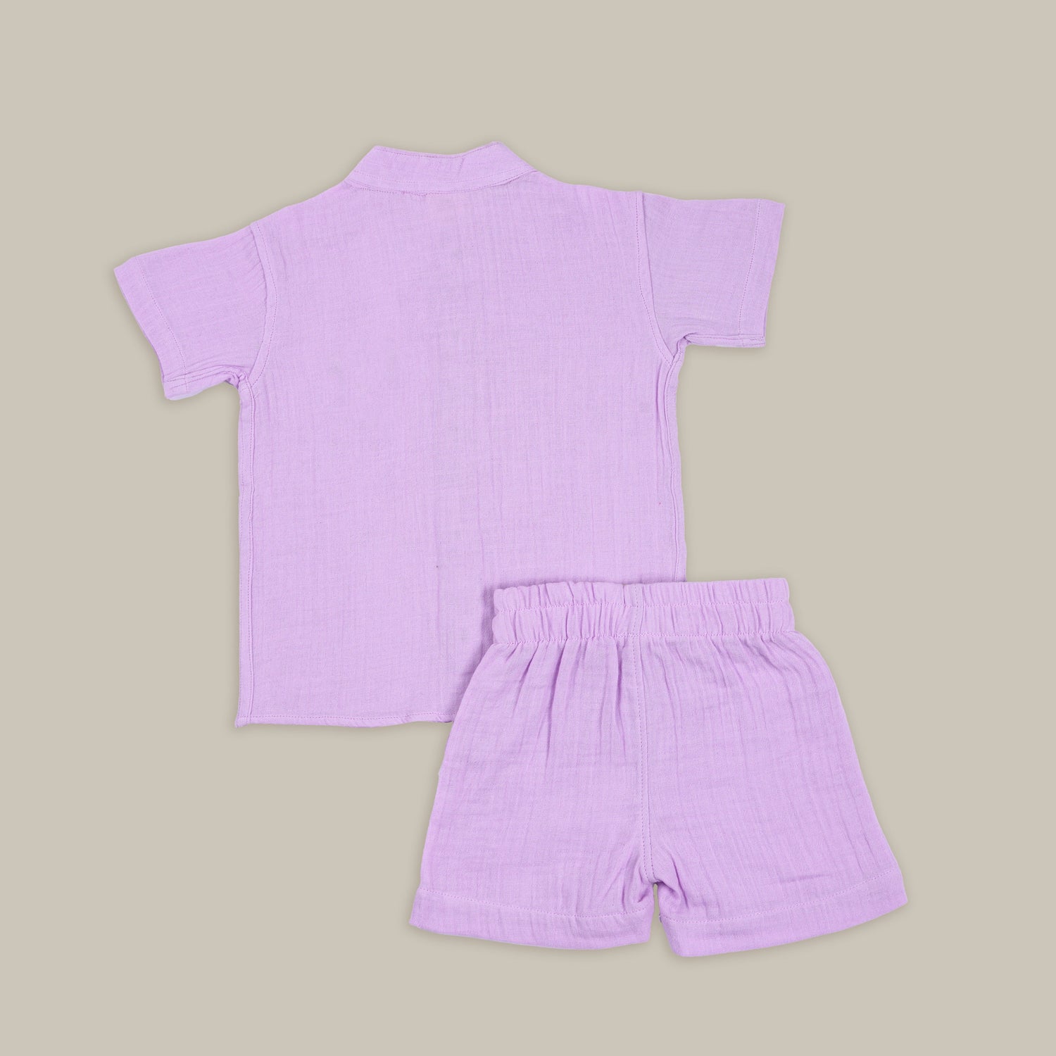 Lilac Muslin Shirt & Shorts – Zebra Embroidery