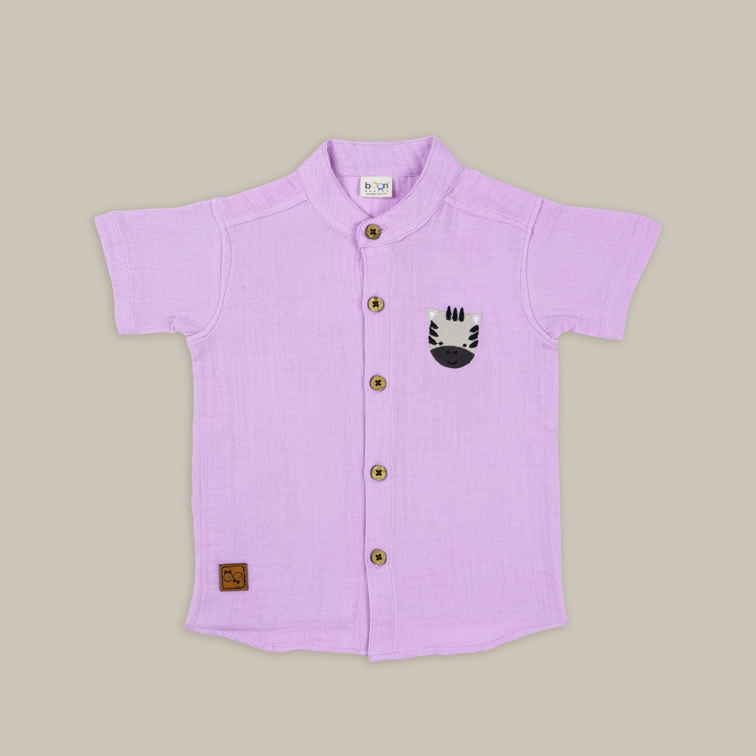 Lilac Muslin Shirt & Shorts – Zebra Embroidery
