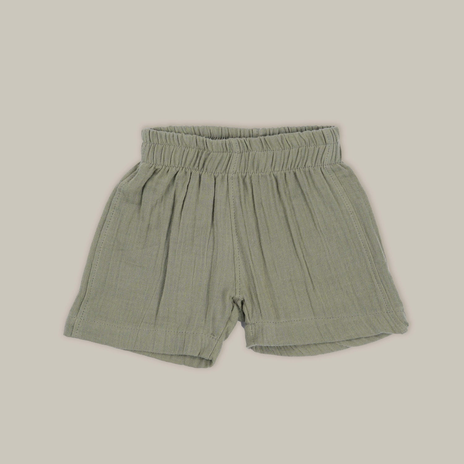 Olive Green Muslin Shirt & Shorts – Panda Embroidery