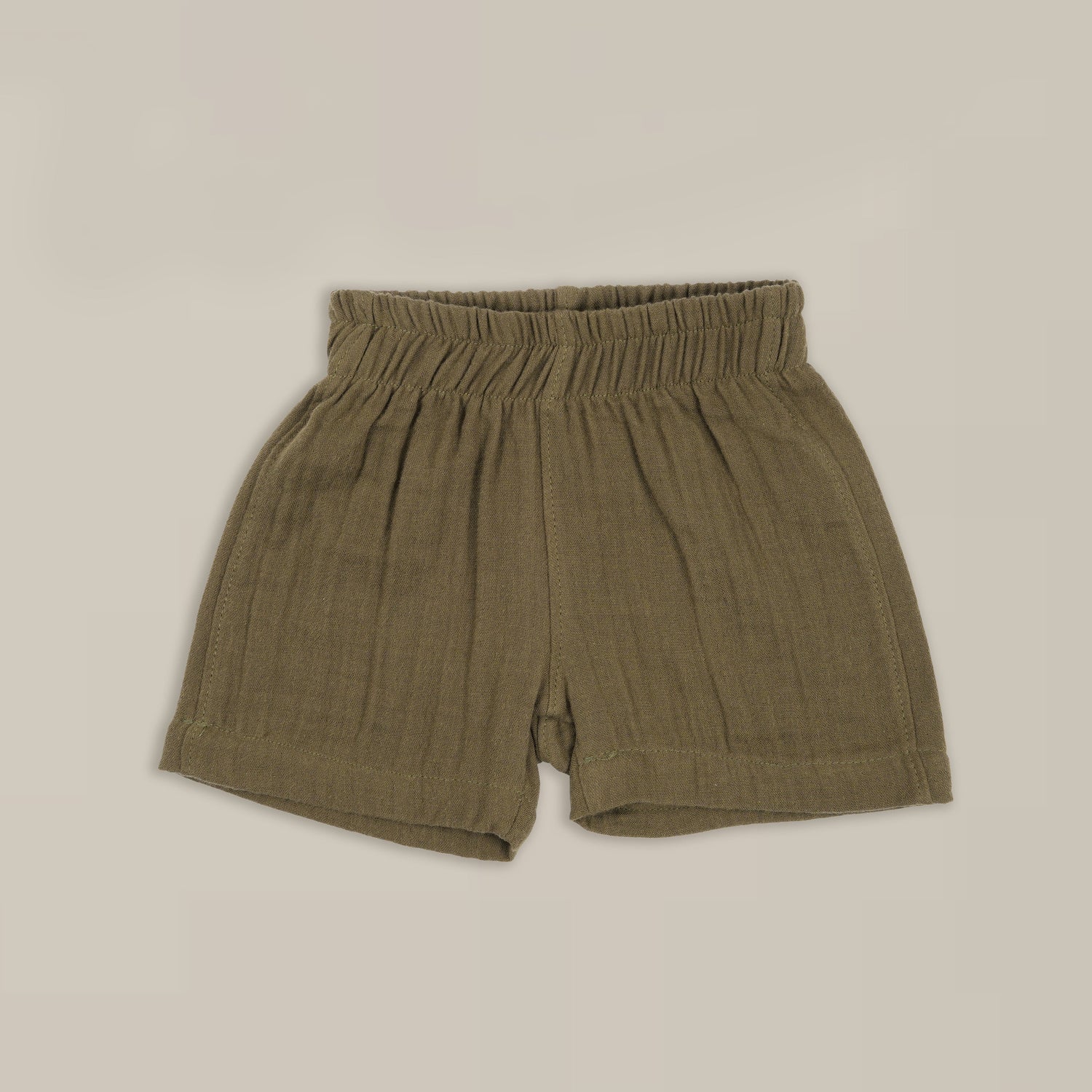 Olive Green Muslin Shirt & Shorts – Zebra Embroidery