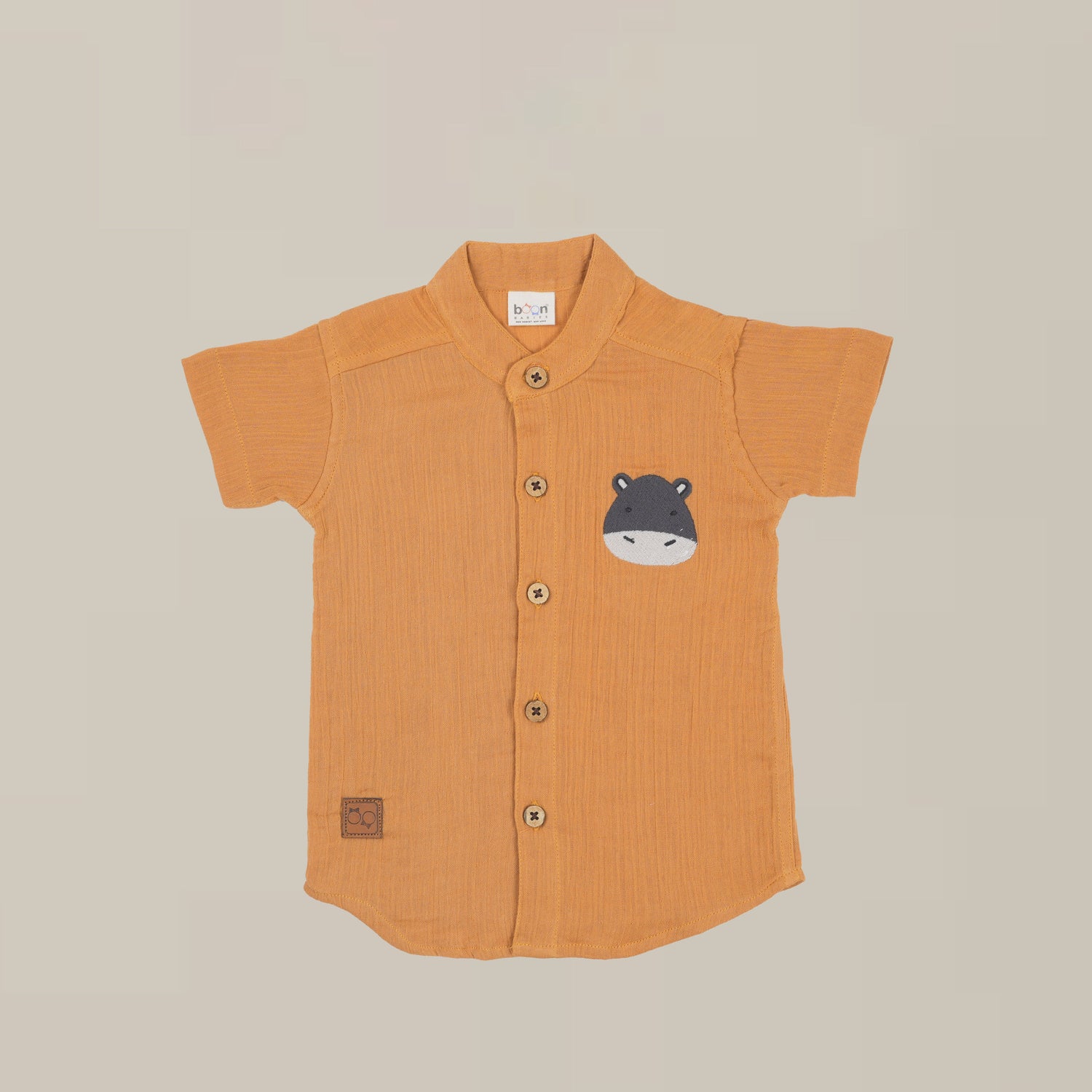 Orange Muslin Shirt & Shorts – Hippo Embroidery