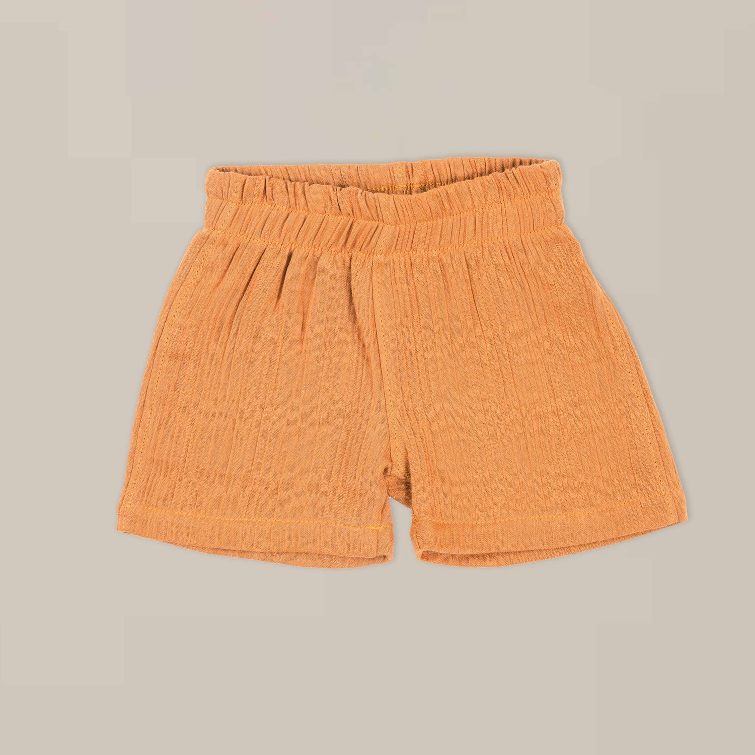 Orange Muslin Shirt & Shorts – Hippo Embroidery