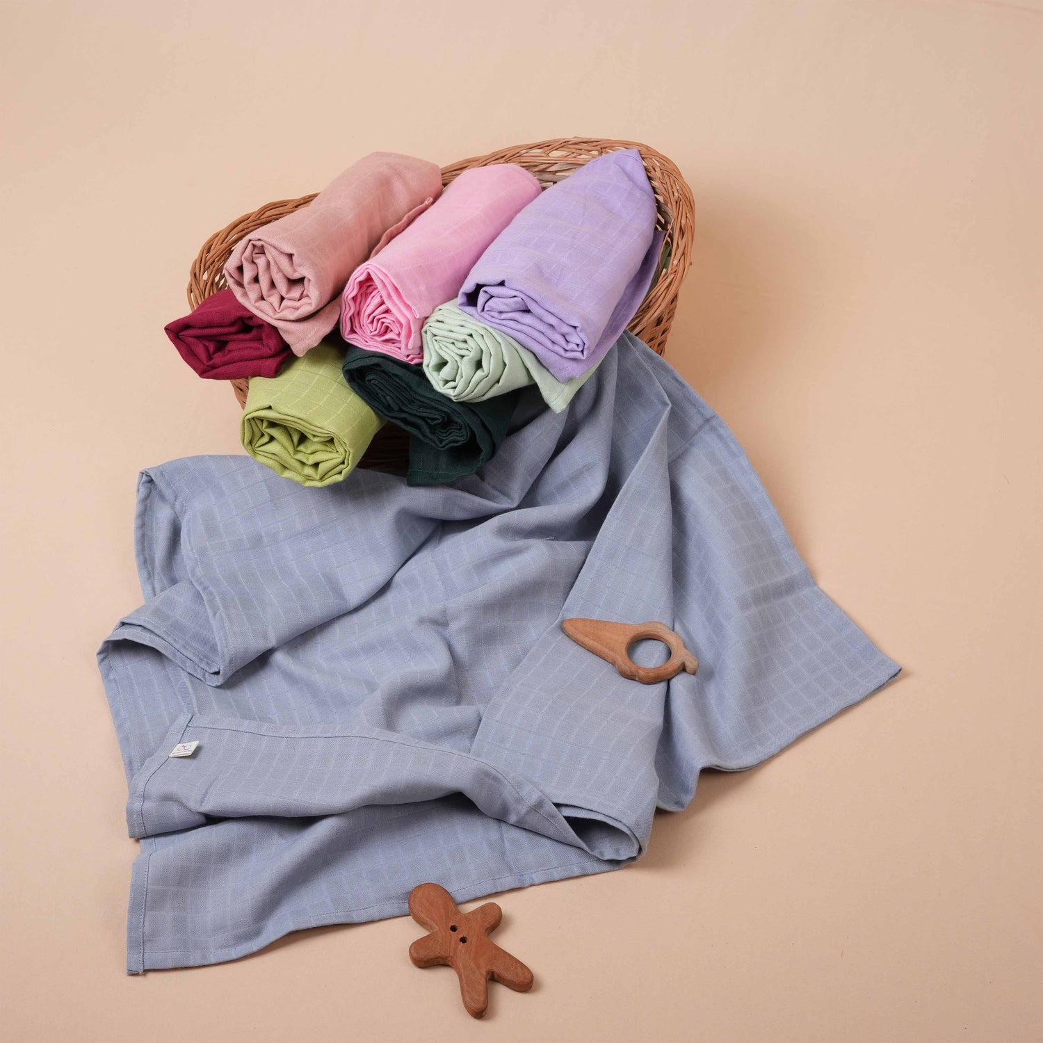 Elegant Light Grey Muslin Baby Swaddle – Soft & Cozy for Newborns