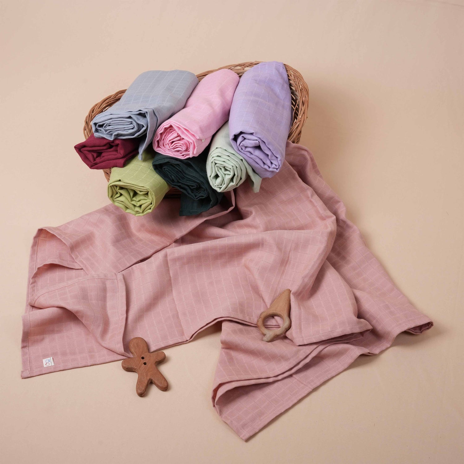 Soft Peach Muslin Baby Swaddle – Gentle & Cozy for Babies