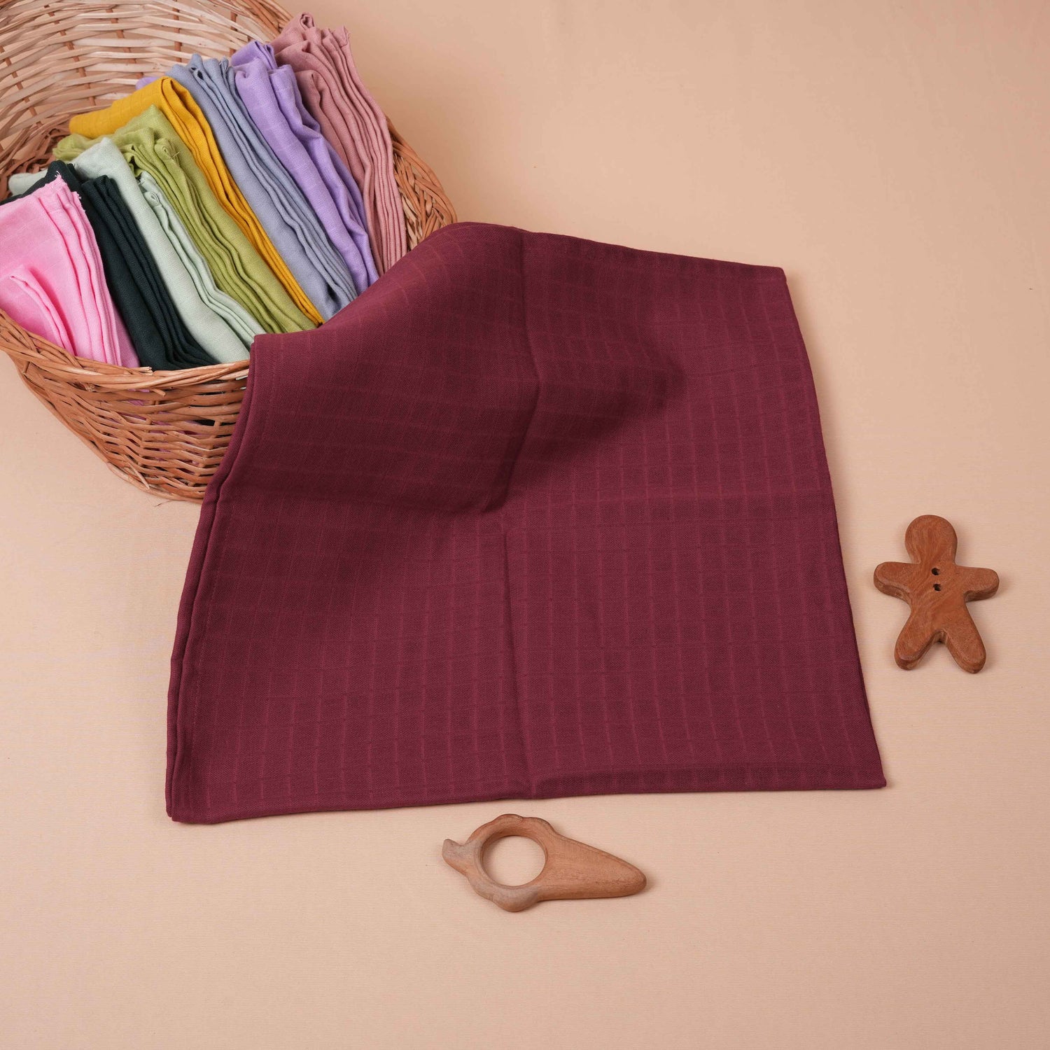 Soft & Absorbent Maroon Muslin Baby Towel