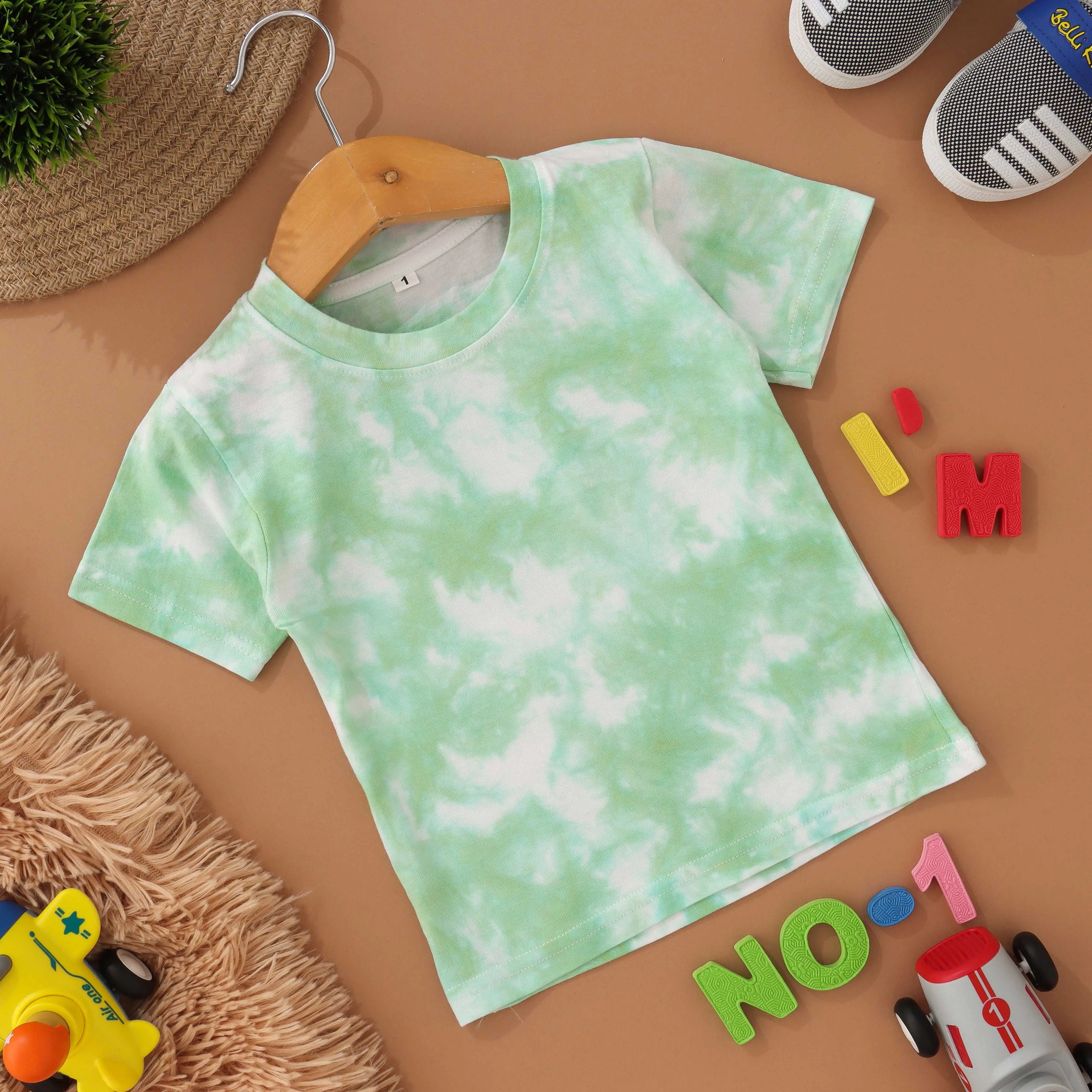 Fresh Mint: Light Green Tie & Dye Kids T shirt Boon Babies