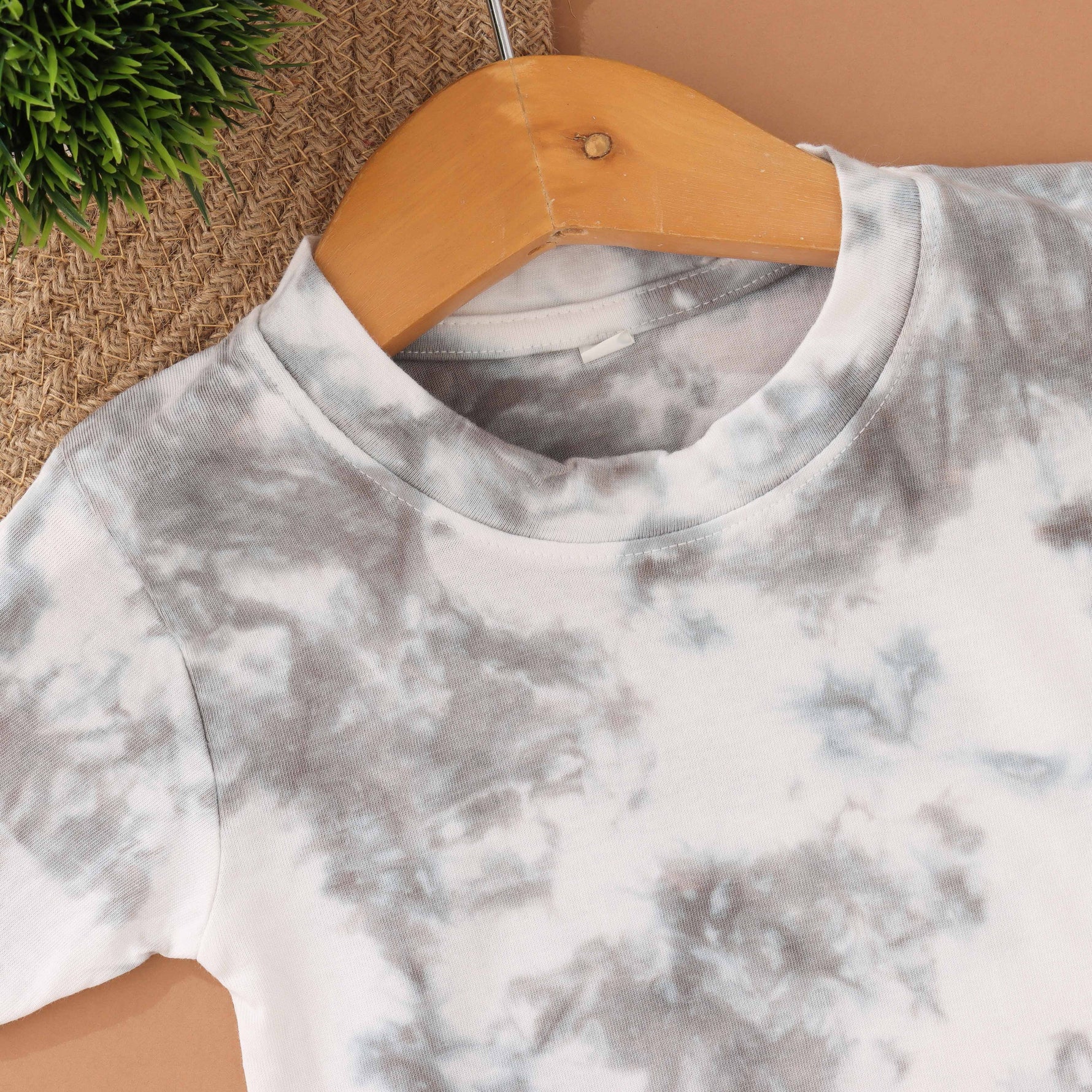 Stormy Skies: Grey Tie & Dye Kids T Shirt Boon Babies