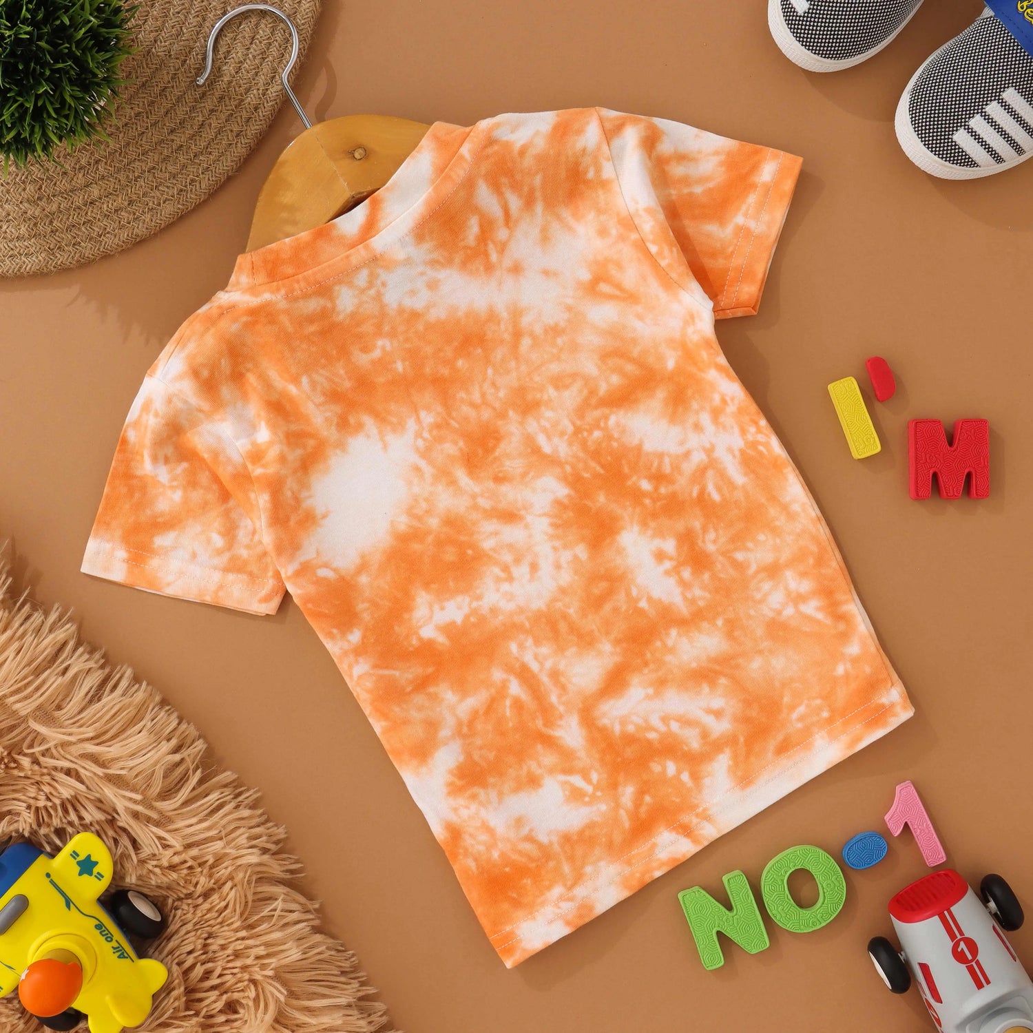 Tropical Burst: Orange Tie & Dye Kids T shirt Boon Babies