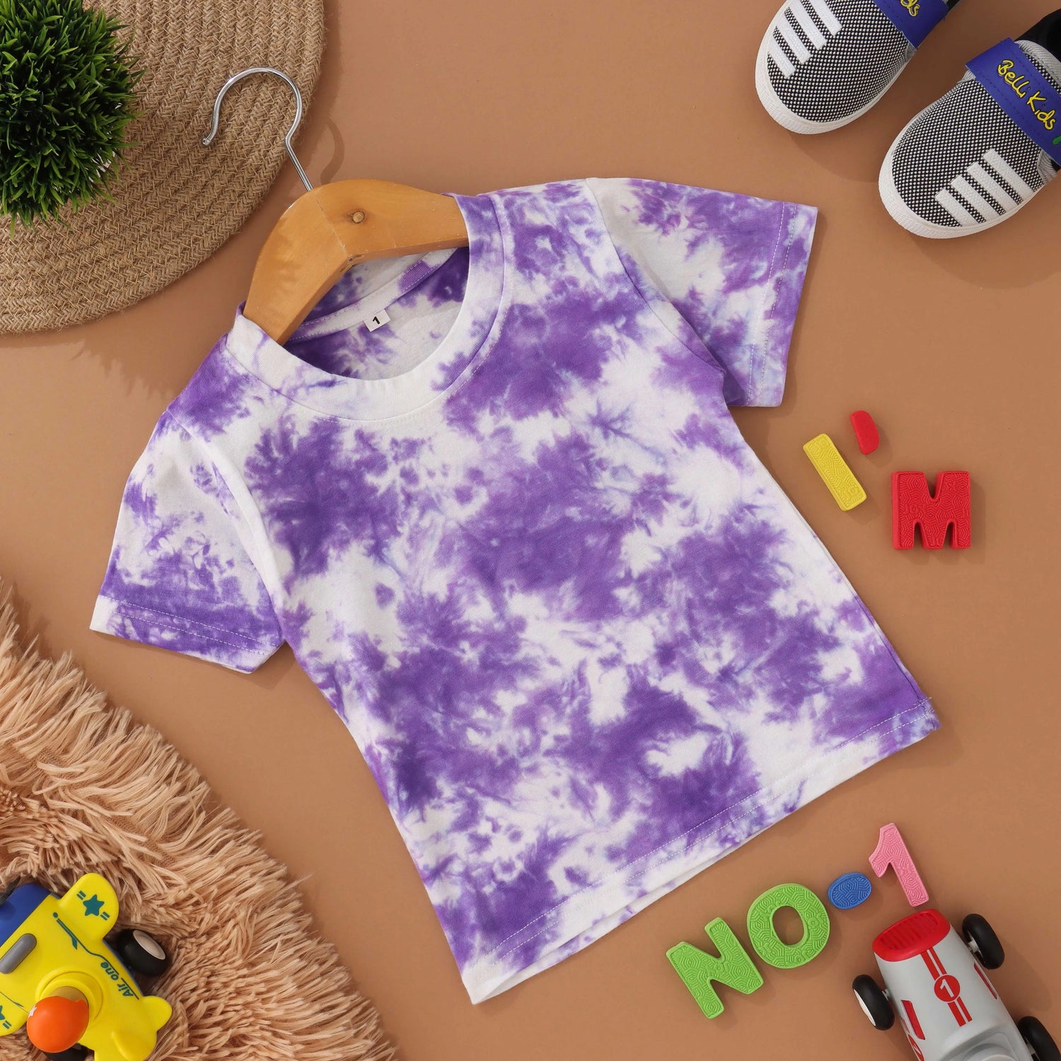Lavender Swirl: Purple Tie & Dye Kids T shirt Boon Babies