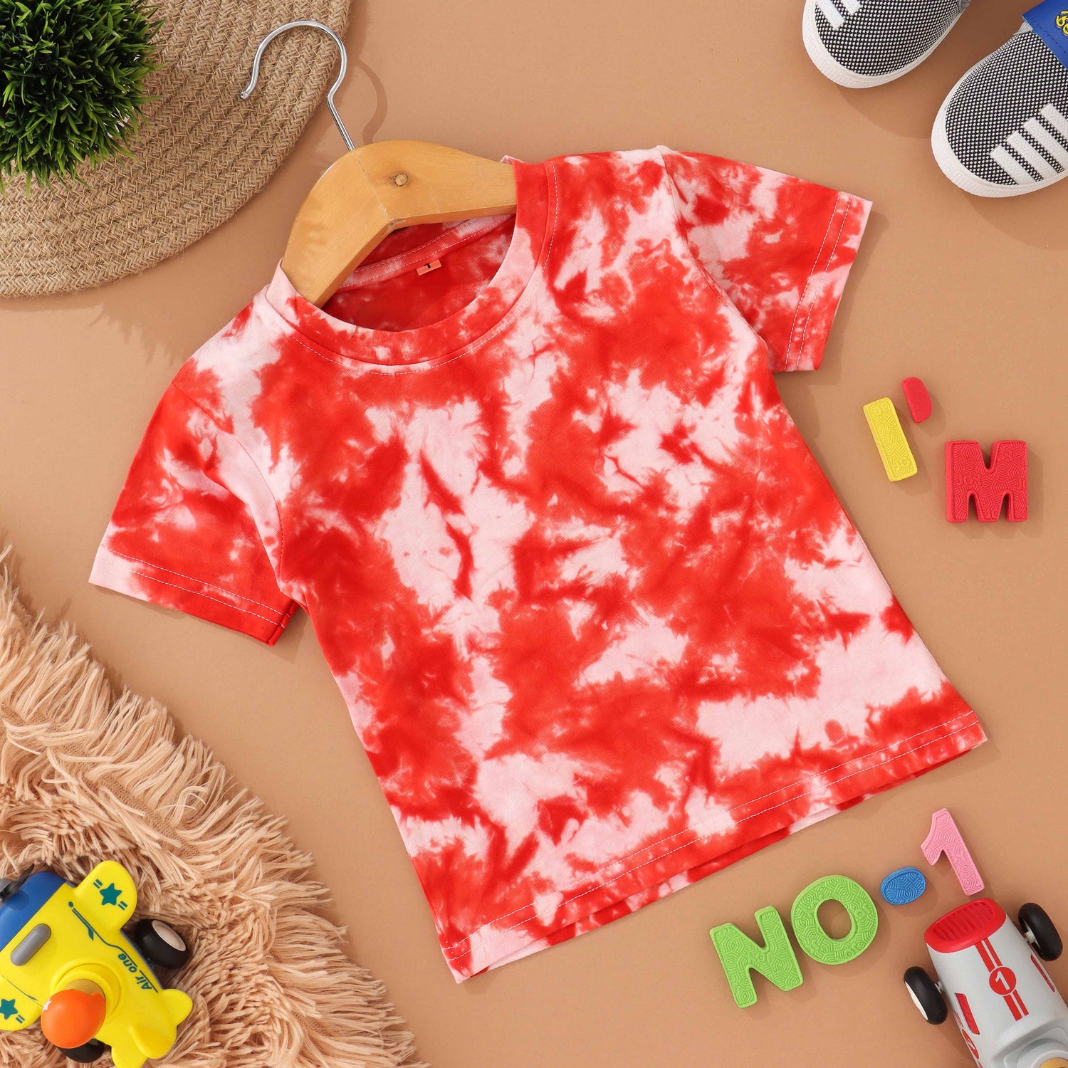 Cherry Burst: Red Tie & Dye Kids T shirt Boon Babies