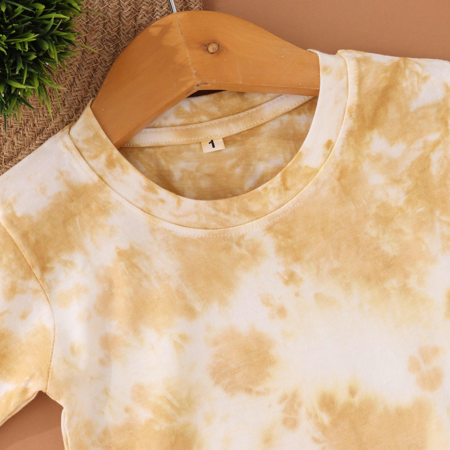 Desert Bloom: Beige Tie & Dye Kids T shirt Boon Babies