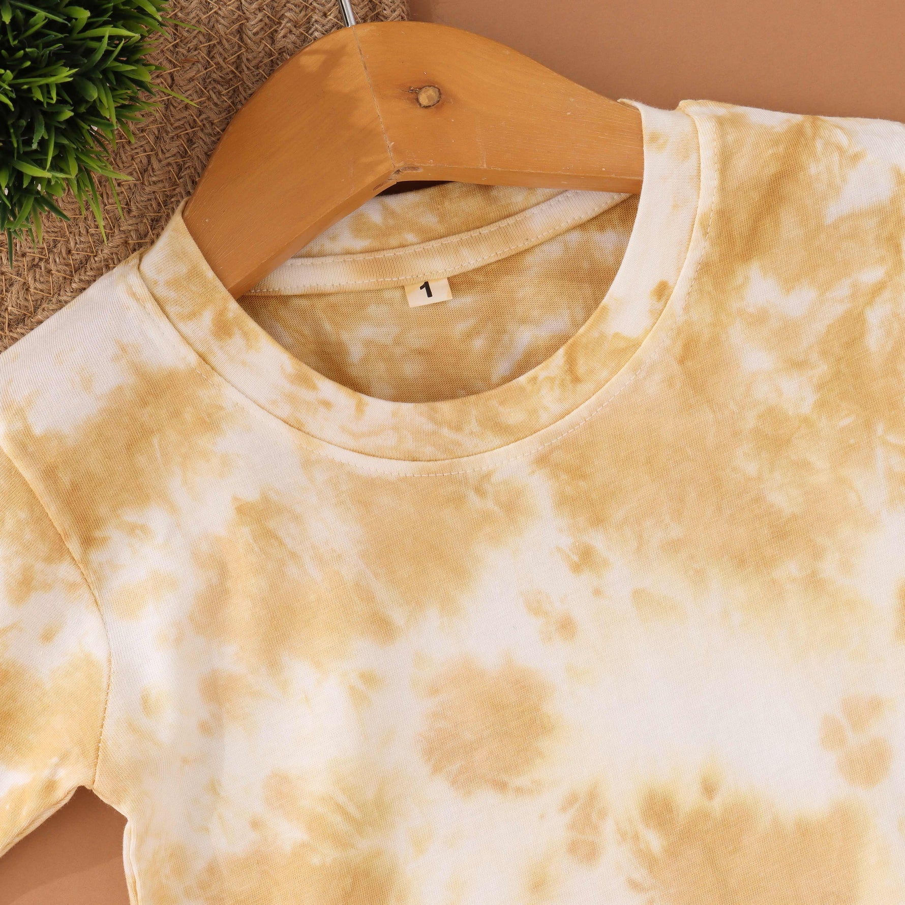 Desert Bloom: Beige Tie & Dye Kids T shirt Boon Babies