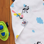 Muslin baby wipe cloth with adorable panda balloon print. Size: 32x32 cm. Gentle on skin, reusable, and perfect for newborn daily care.