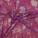 Elegant ethnic frock in purple and grey silk with seahorse-themed zari work, designed for girls aged 1 to 5 years. Traditional style, festive comfort.