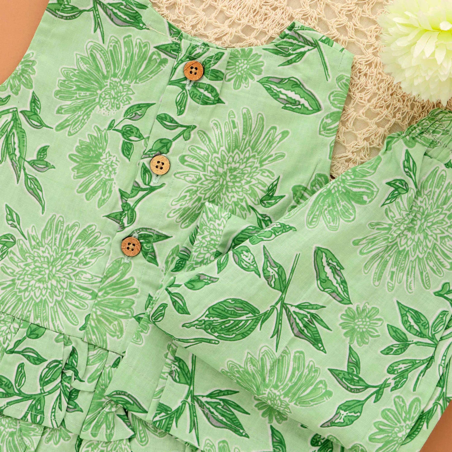 Girls Sleeveless Floral Top & Pant Set – Slub Cotton Comfort Wear