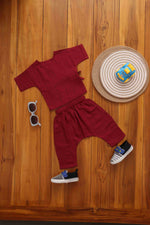 Everyday Style Maroon Baby Kimono Top with Matching Pants boonbabies