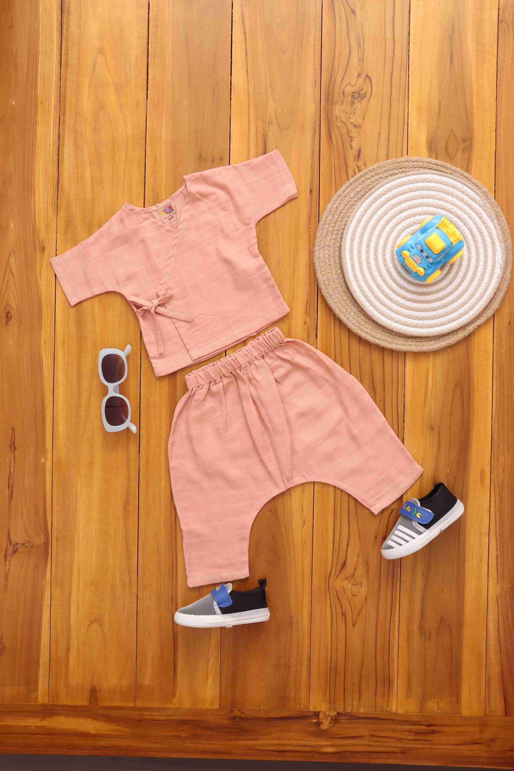 Sweet Elegance-Peach Baby Kimono Top with Matching Pants boonbabies