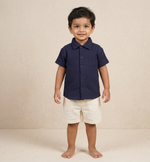 Lightweight solid popcorn shirt for boys by Boon Babies, featuring a regular collar and casual polycotton fabric for kids ages 6 months to 5 years.