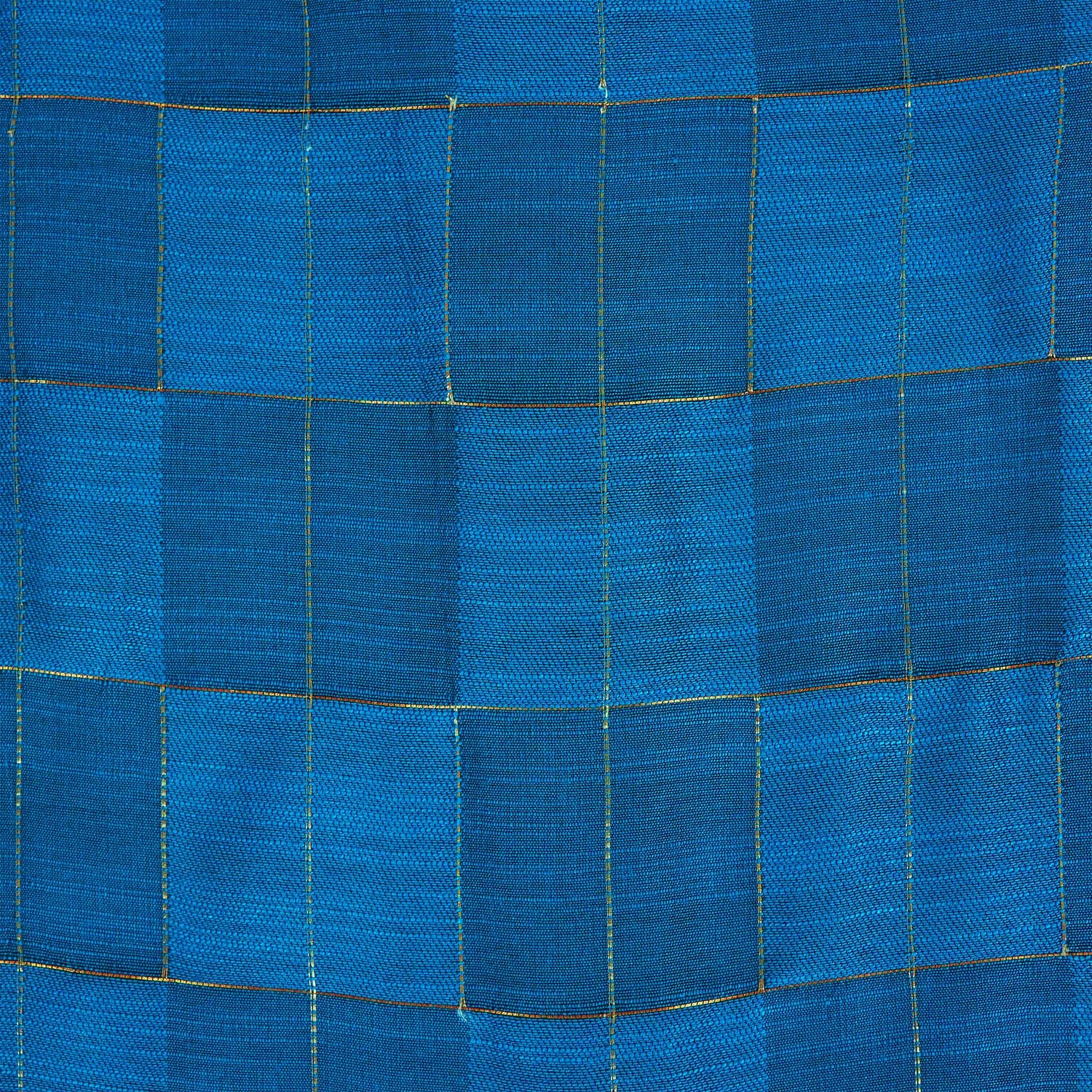 Blue checked silk shirt with Chinese collar and white dhoti with gold border – boys traditional outfit from Boon Babies, styled flatlay.
