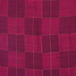 Magenta checked silk shirt with Chinese collar and white dhoti with gold border – boys festive ethnic outfit from Boon Babies.
