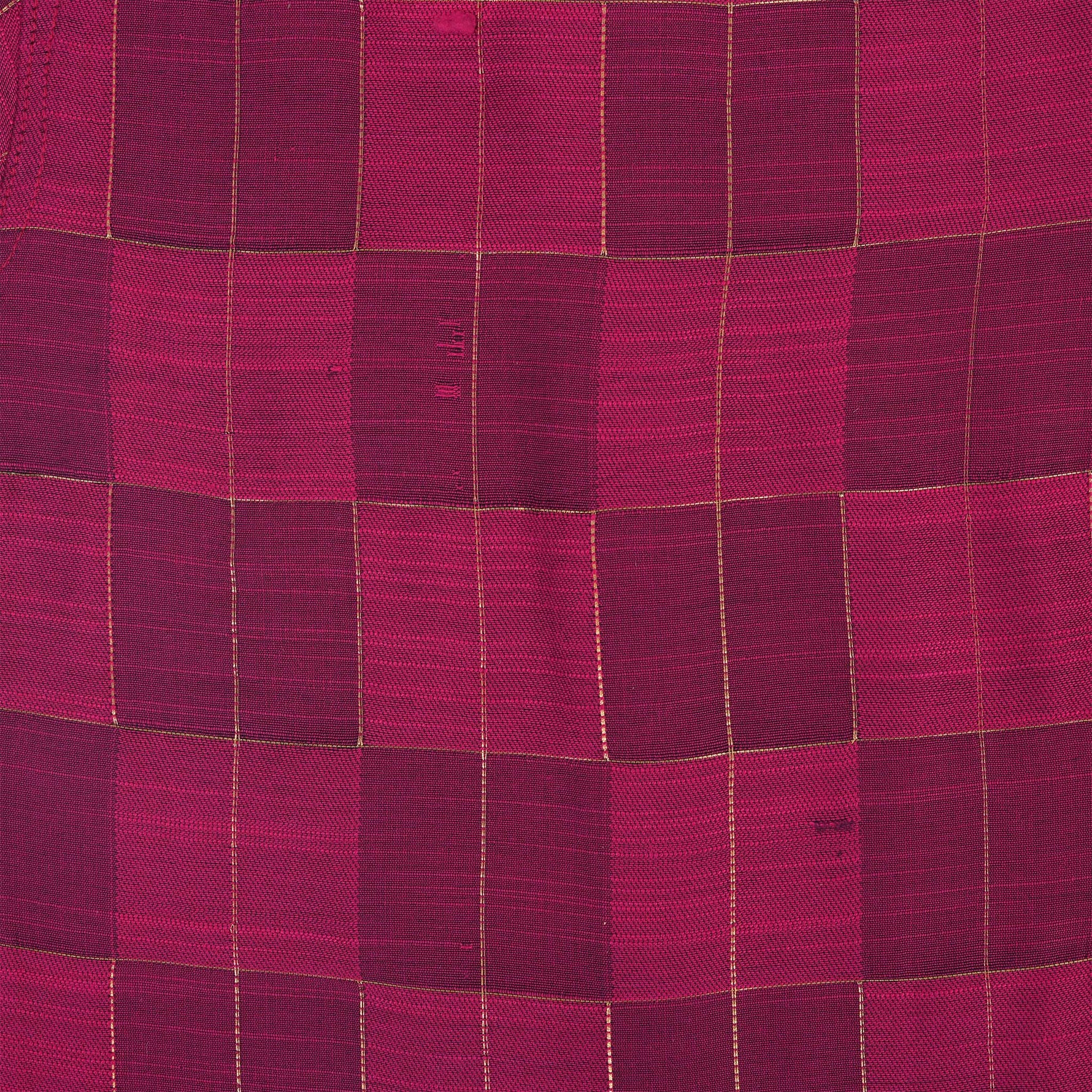 Magenta checked silk shirt with Chinese collar and white dhoti with gold border – boys festive ethnic outfit from Boon Babies.
