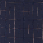 Navy blue checked silk shirt with Chinese collar and white dhoti with gold border – traditional South Indian festive outfit for boys by Boon Babies.
