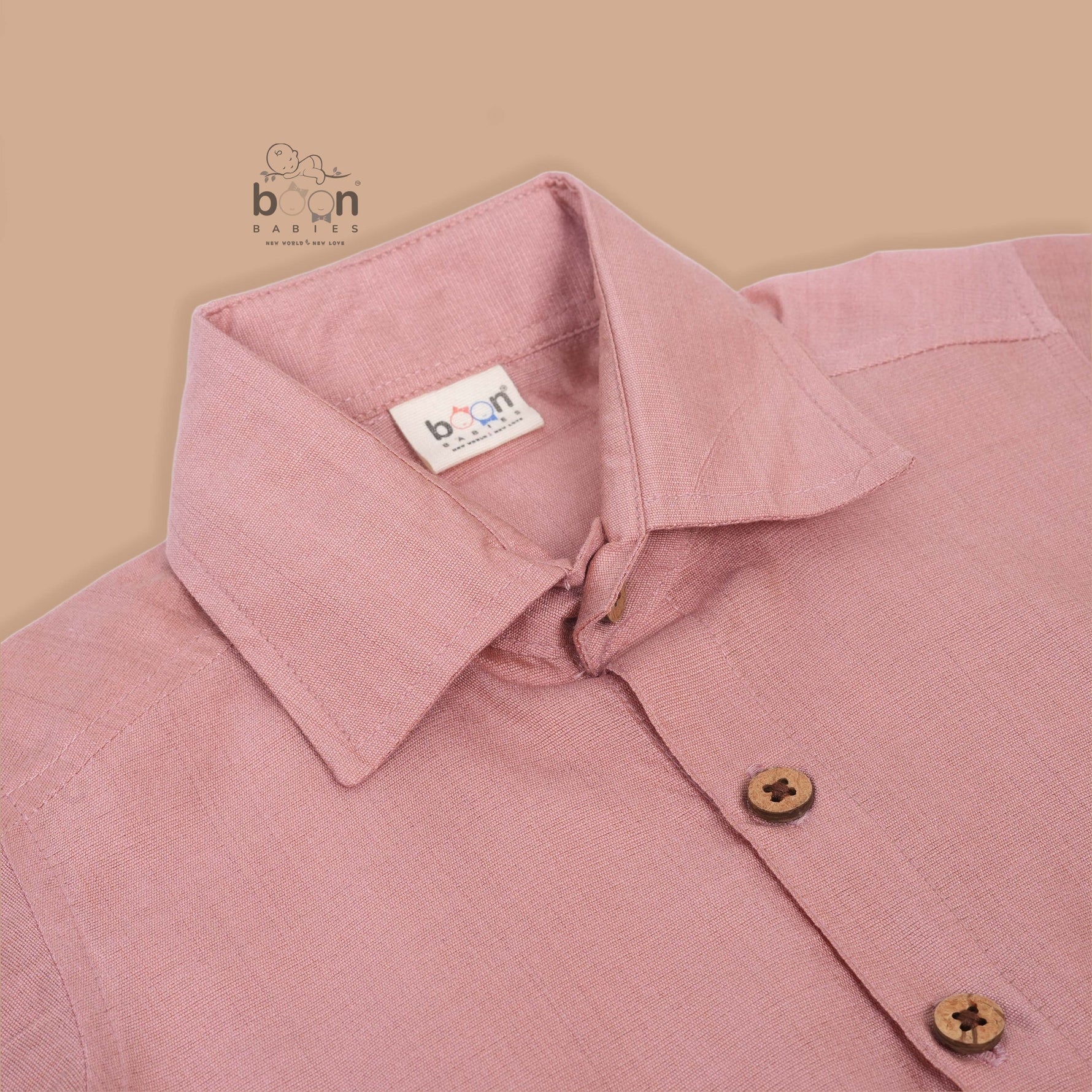 Rose pink silk shirt & dhoti with golden zari border for boys aged 6M–5Y. Ideal festive wear for Onam & celebrations.