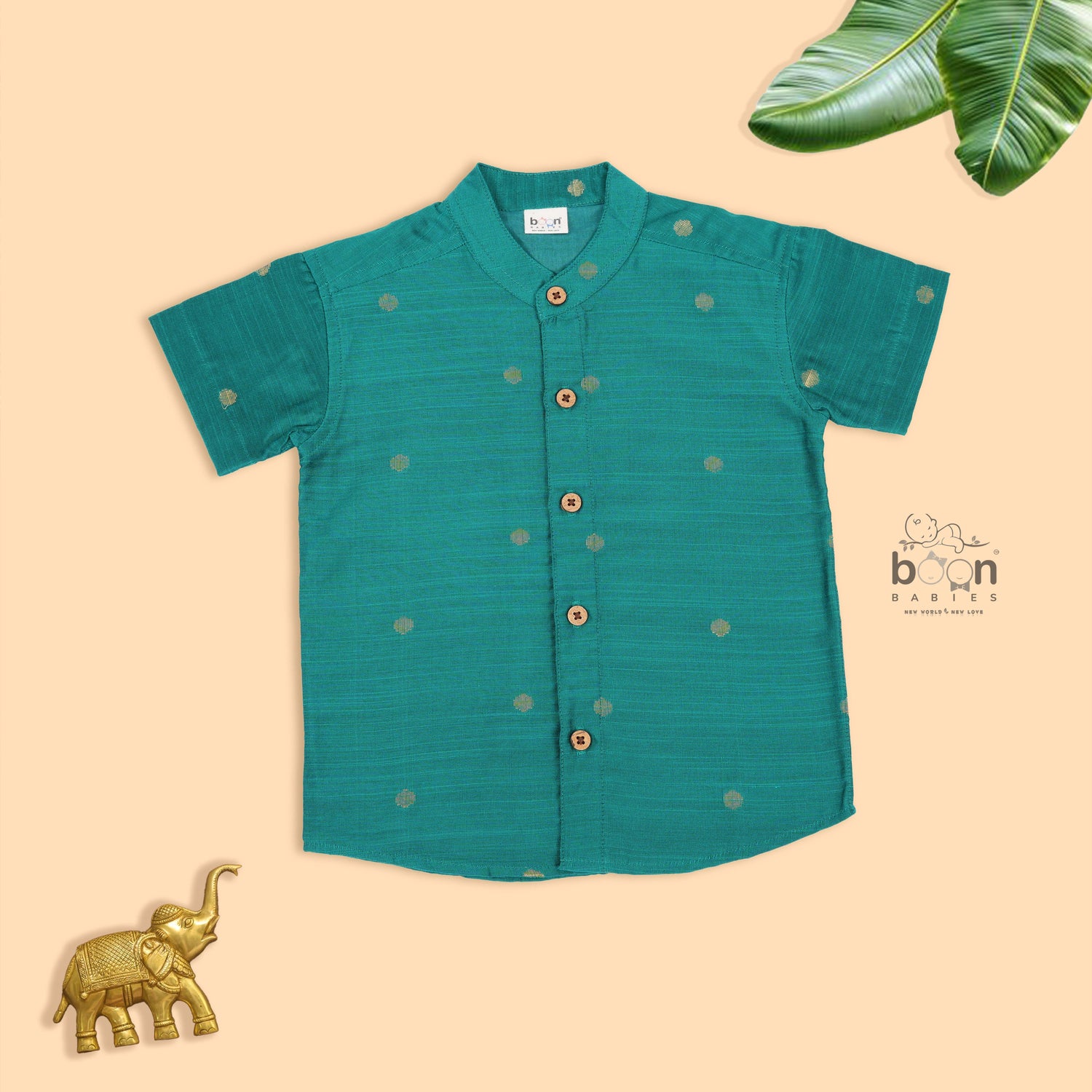 Boys Bottle Green Silk Butta Shirt & Dhoti Set – Elegant Traditional Wear