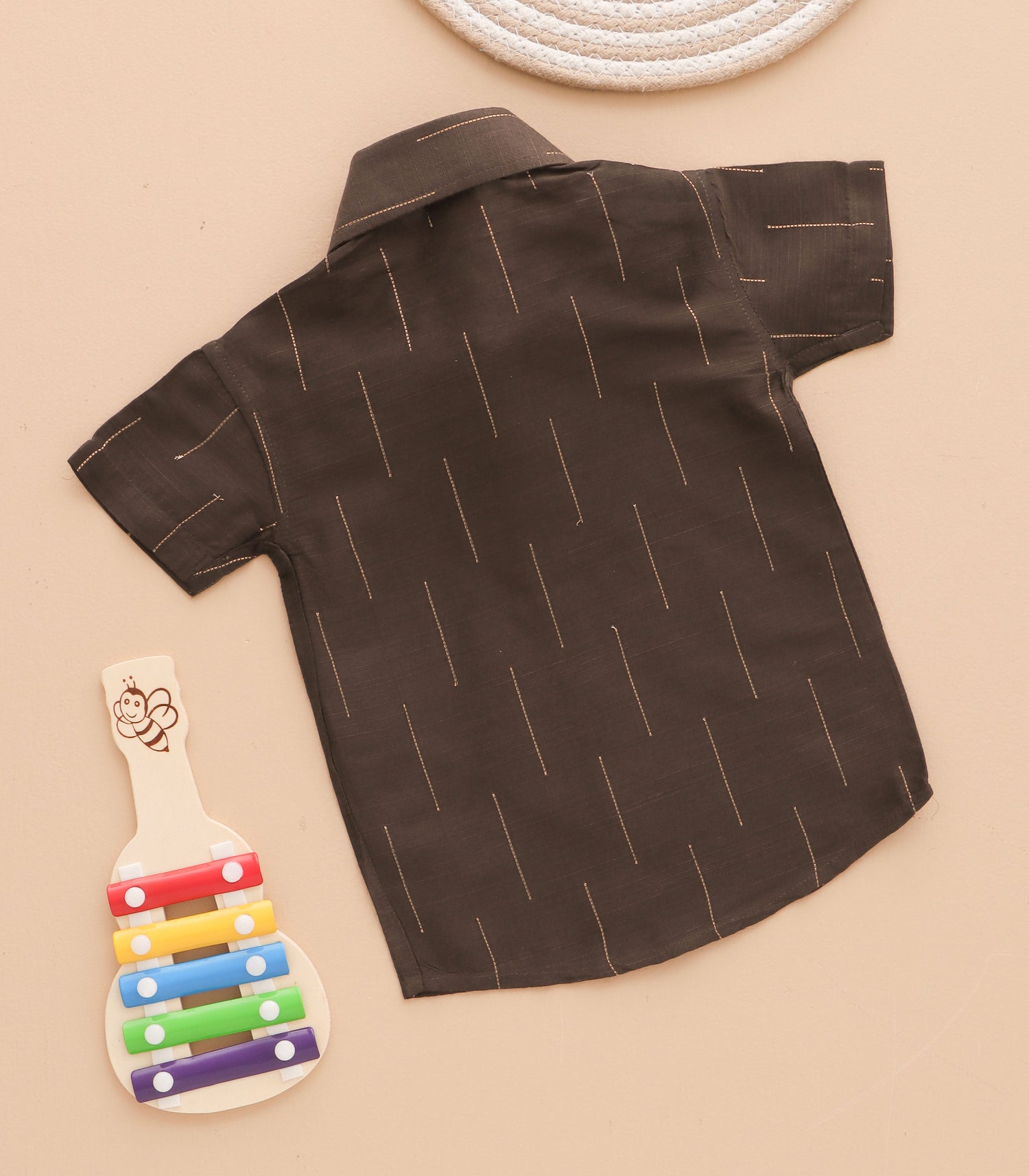 Boys Ethnic Drop Line Shirt & Dhoti Set – Brown Festive Edition