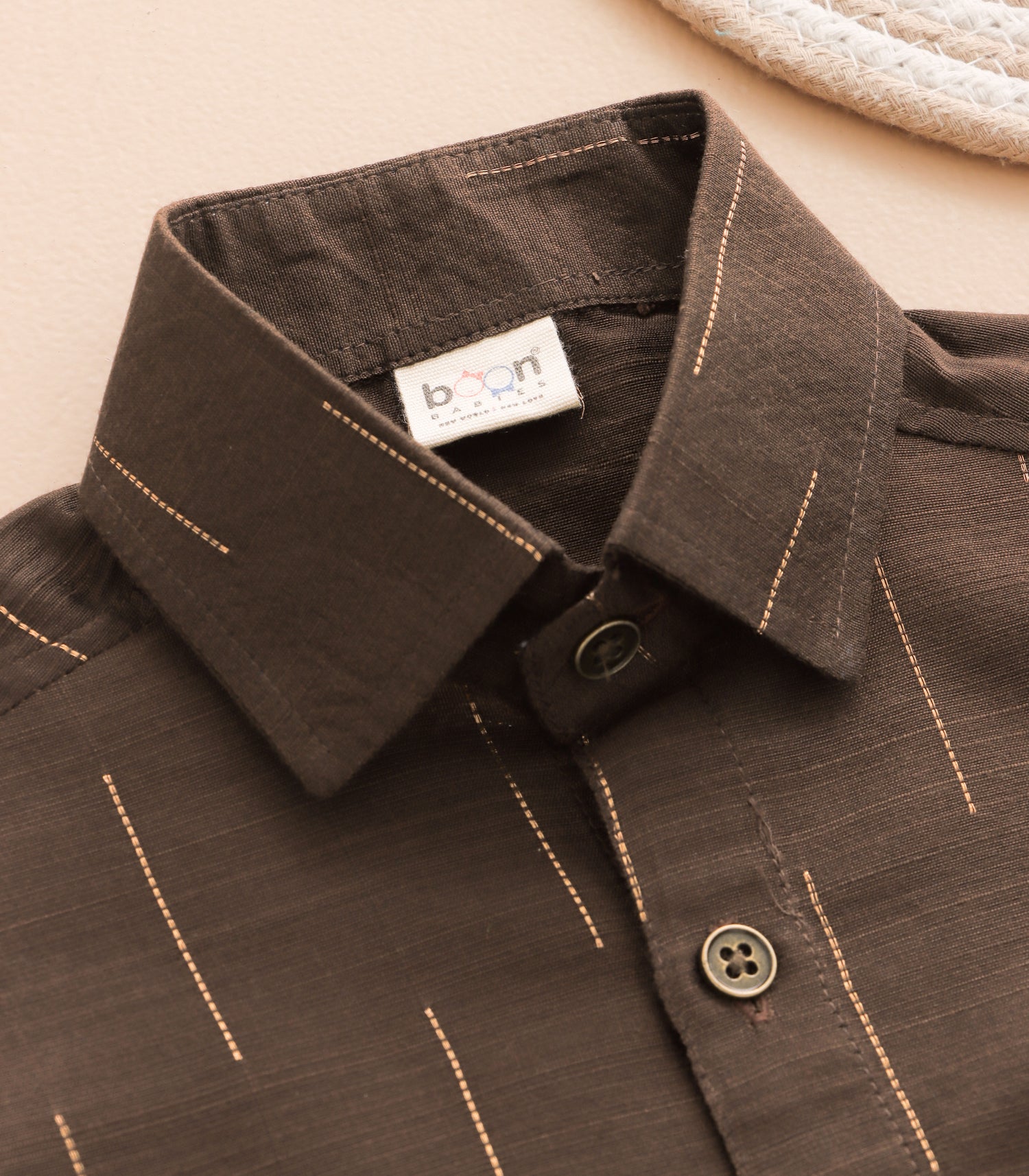 Boys Ethnic Drop Line Shirt & Dhoti Set – Brown Festive Edition