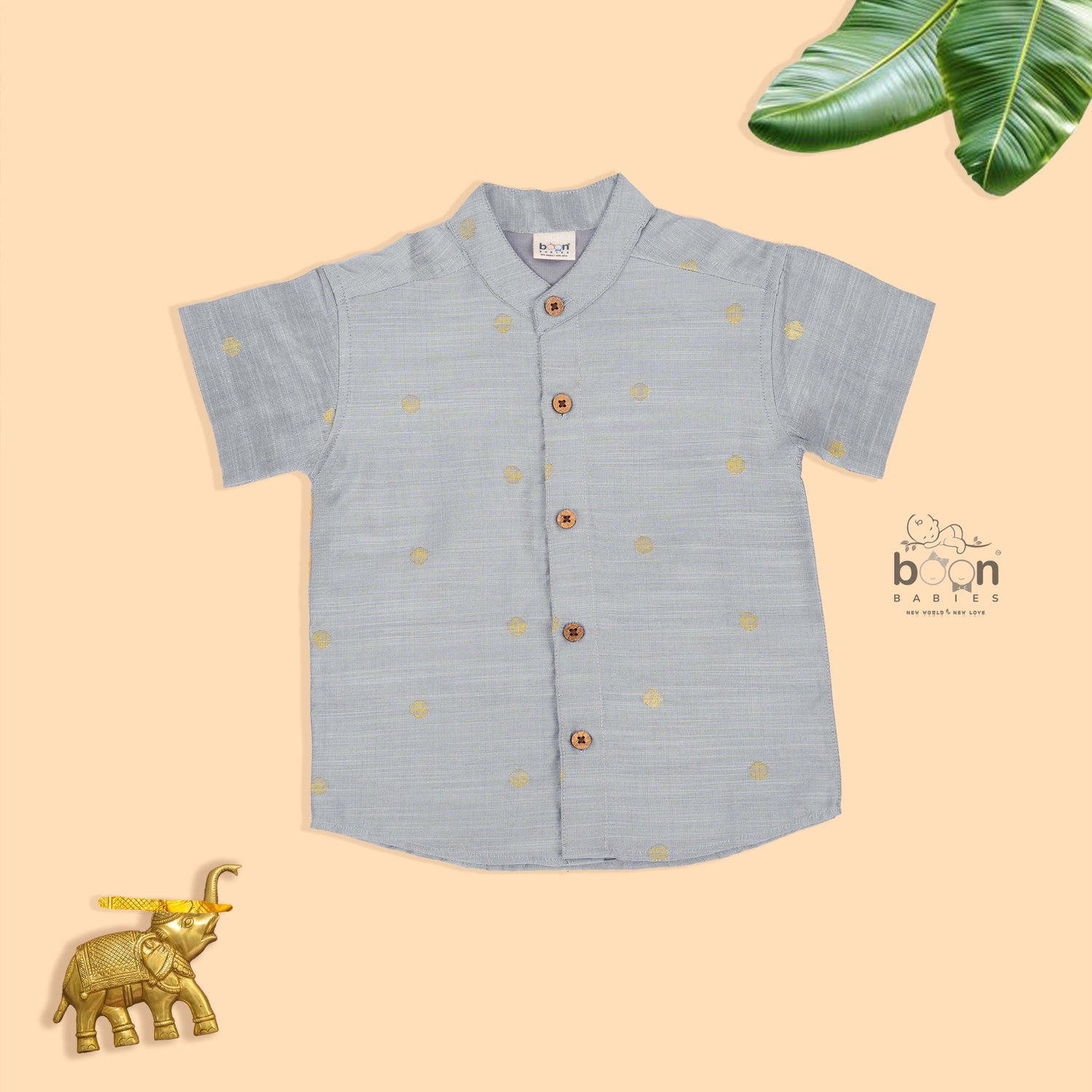 Boys Grey Silk Butta Shirt & Dhoti Set – Traditional Festive Wear