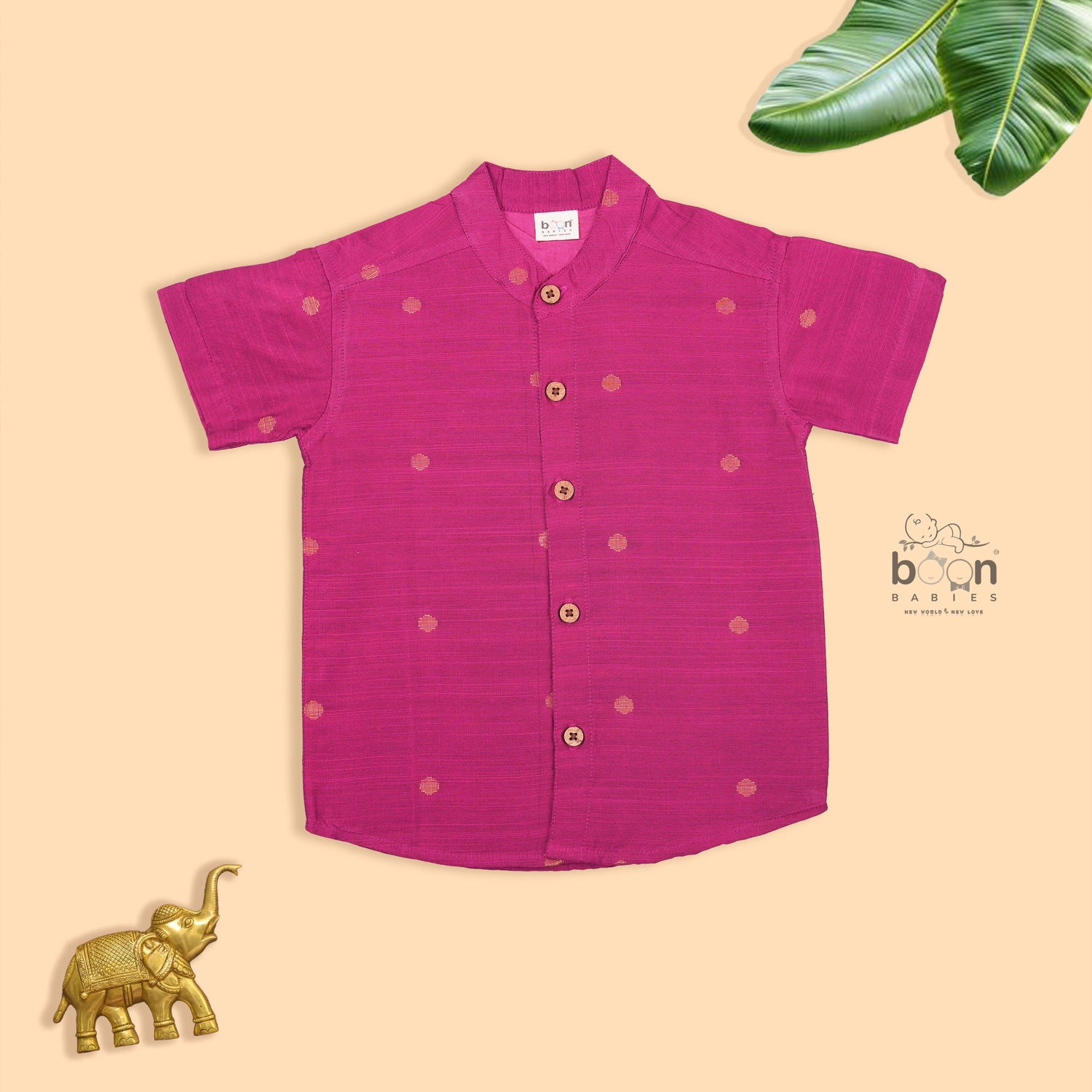 Boys Pink Silk Butta Shirt & Dhoti Set – Traditional Festive Outfit