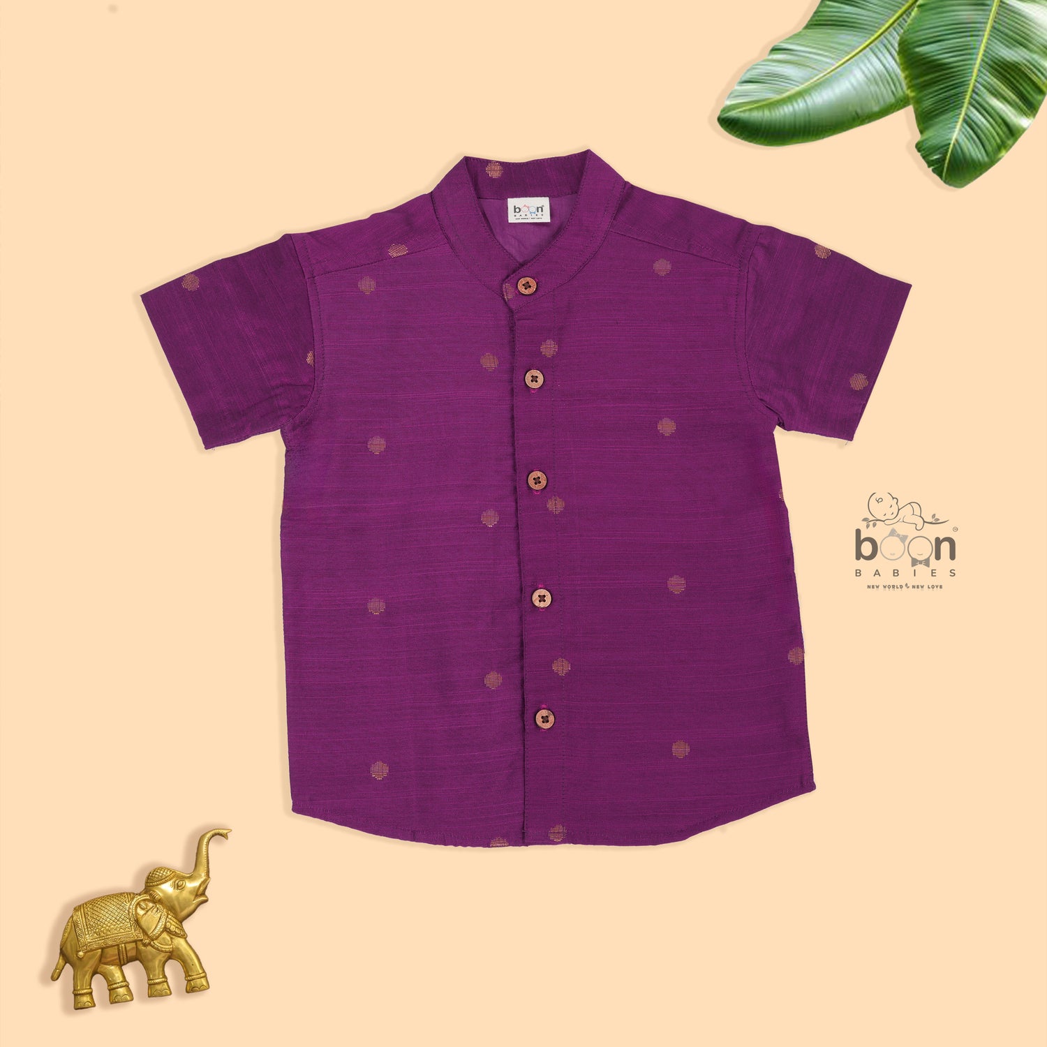 Boys Wine Purple Silk Butta Shirt & Dhoti Set – Traditional Festive Wear