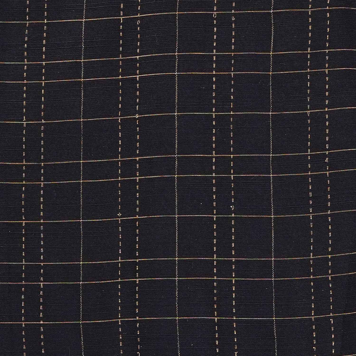 Elegant Black Silk Multi-Check Shirt & Golden Border Dhoti Set