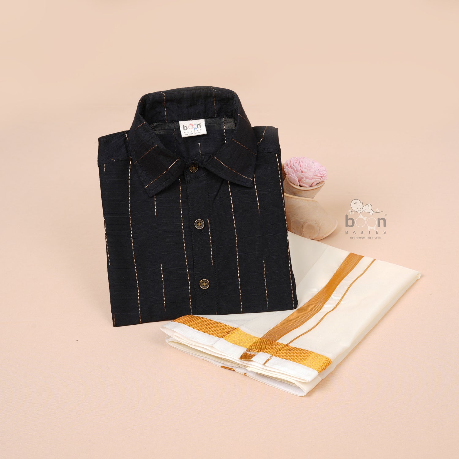 Jet Black Silk Boys Ethnic Shirt & Dhoti Set – Royal & Refined Look