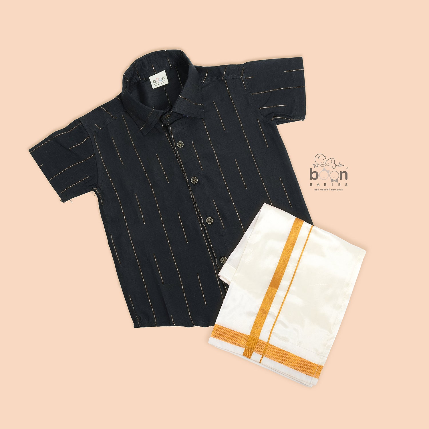 Jet Black Silk Boys Ethnic Shirt & Dhoti Set – Royal & Refined Look