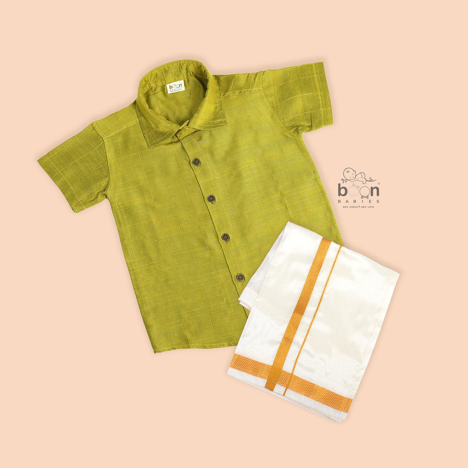 Pista Green Silk Boys Ethnic Shirt & Dhoti Set – Fresh Festive Look