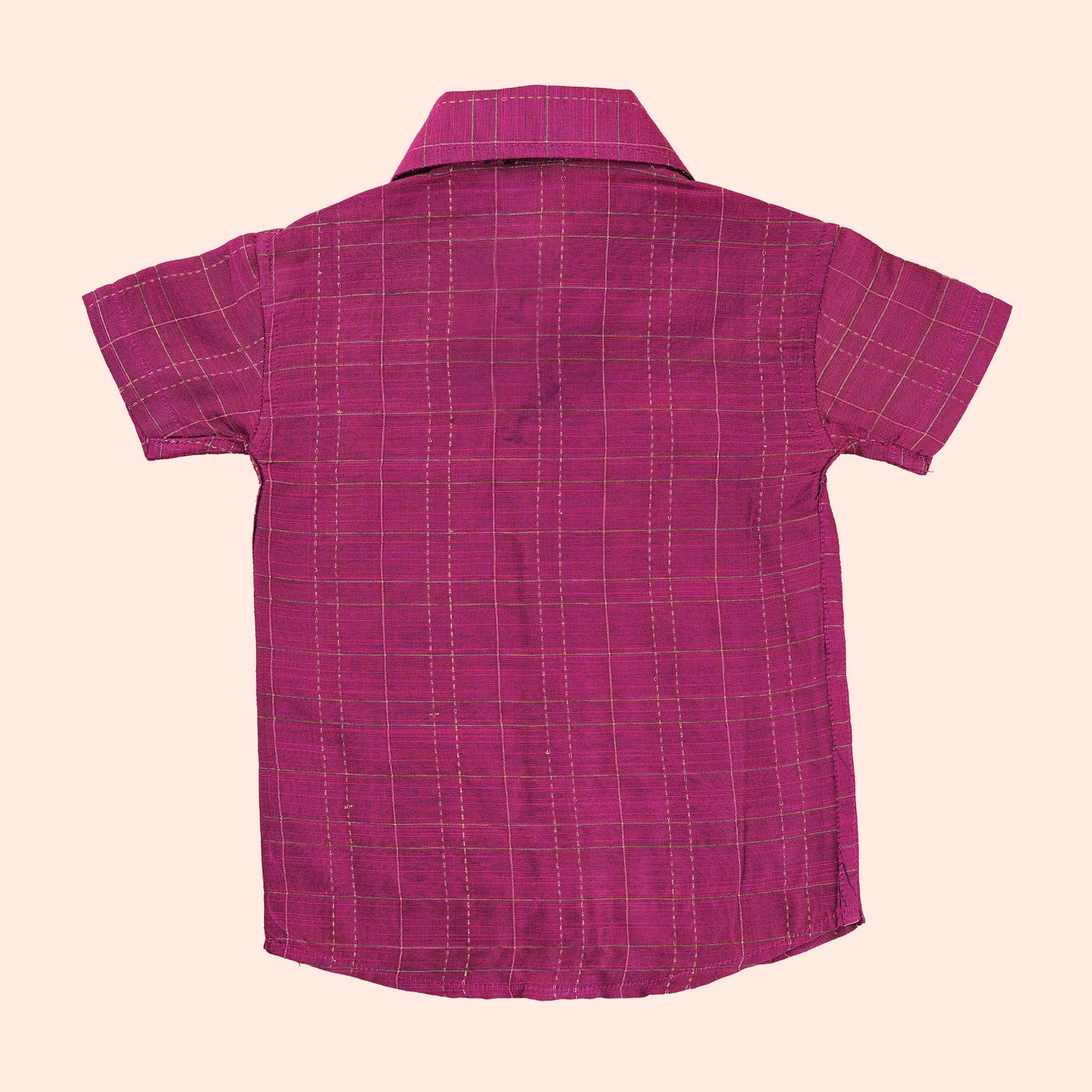 Regal Pink Silk Festive Check Shirt & Dhoti Set for Boys