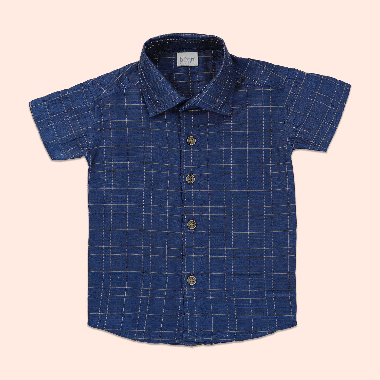 Royal Blue Silk Checkered Festive Shirt & Traditional Dhoti Set