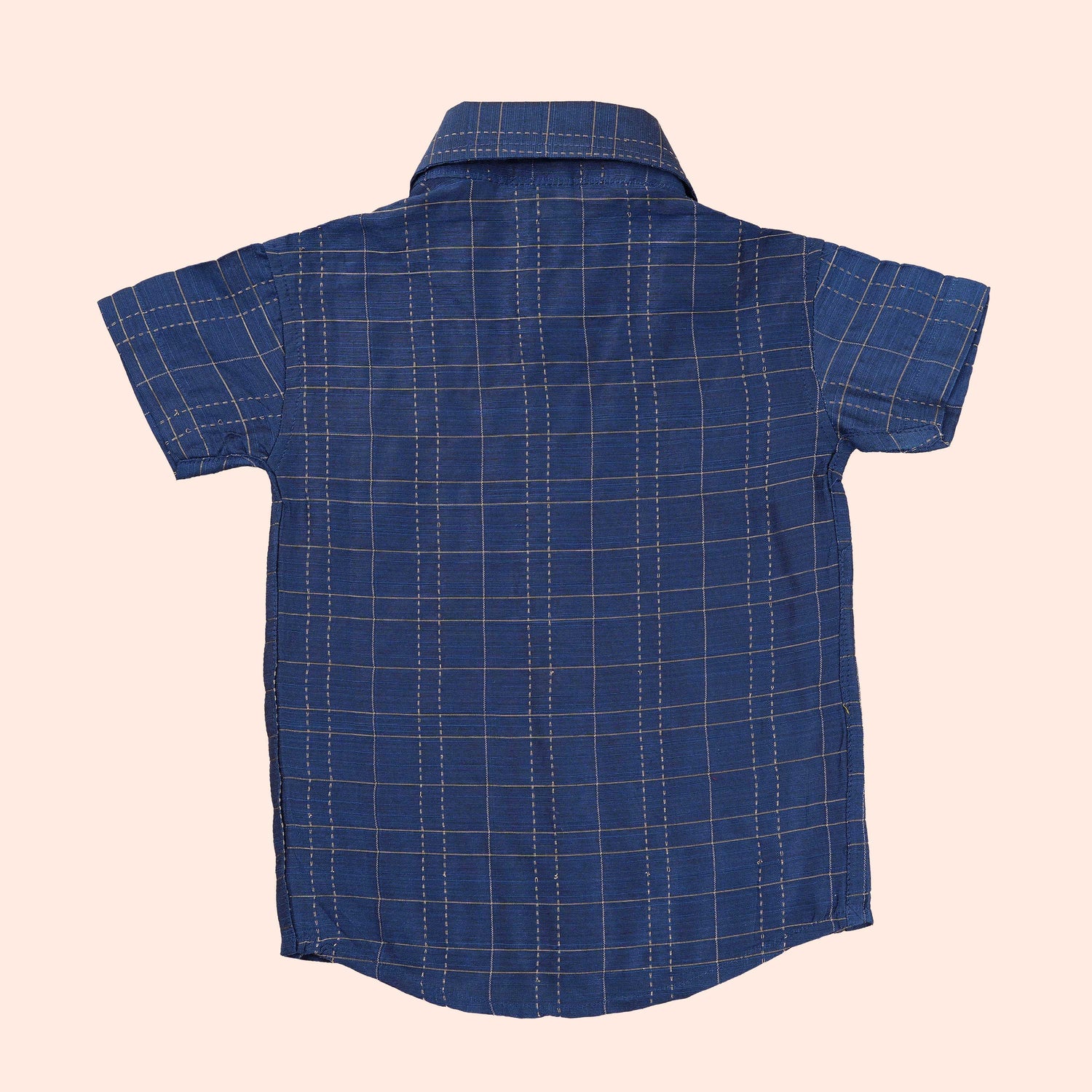 Royal Blue Silk Checkered Festive Shirt & Traditional Dhoti Set